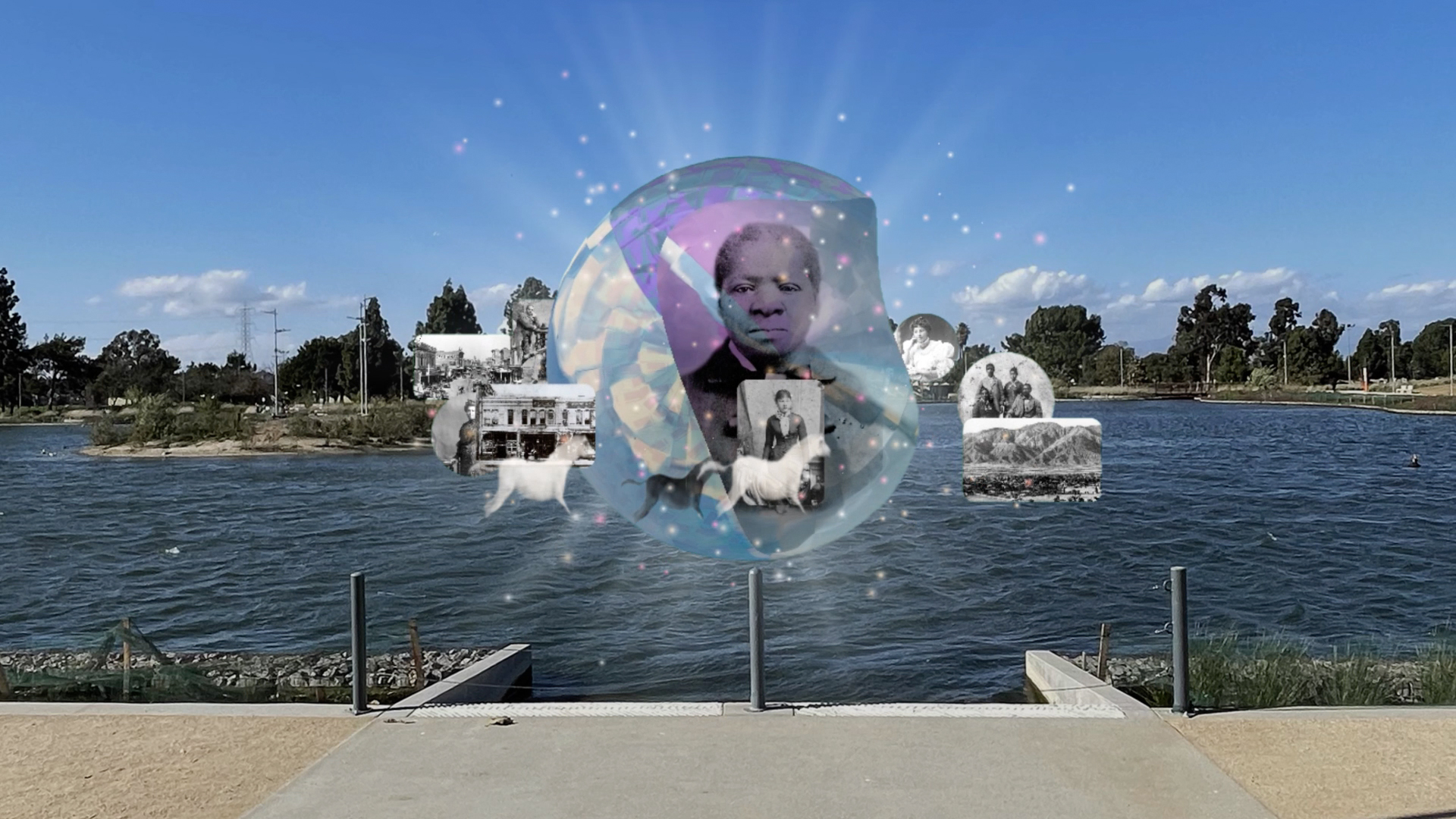 Man In Lake With Sphere Artistic Wallpapers