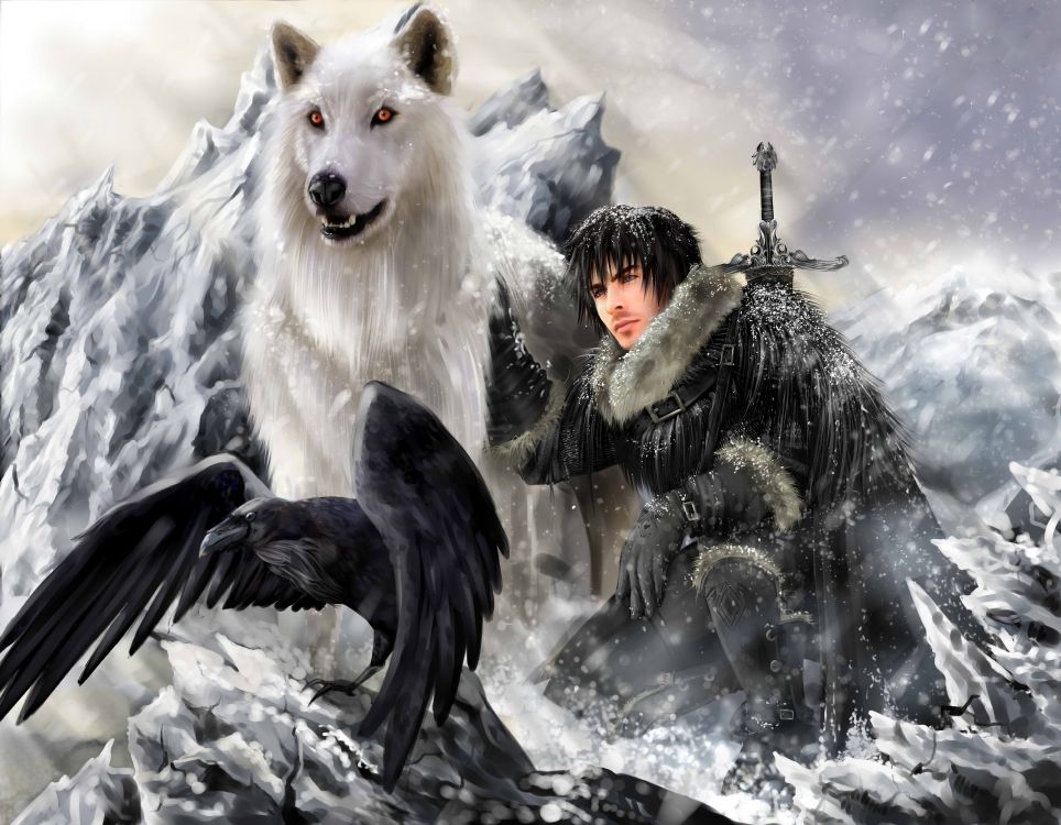 Man Riding A White Wolf
 Wallpapers