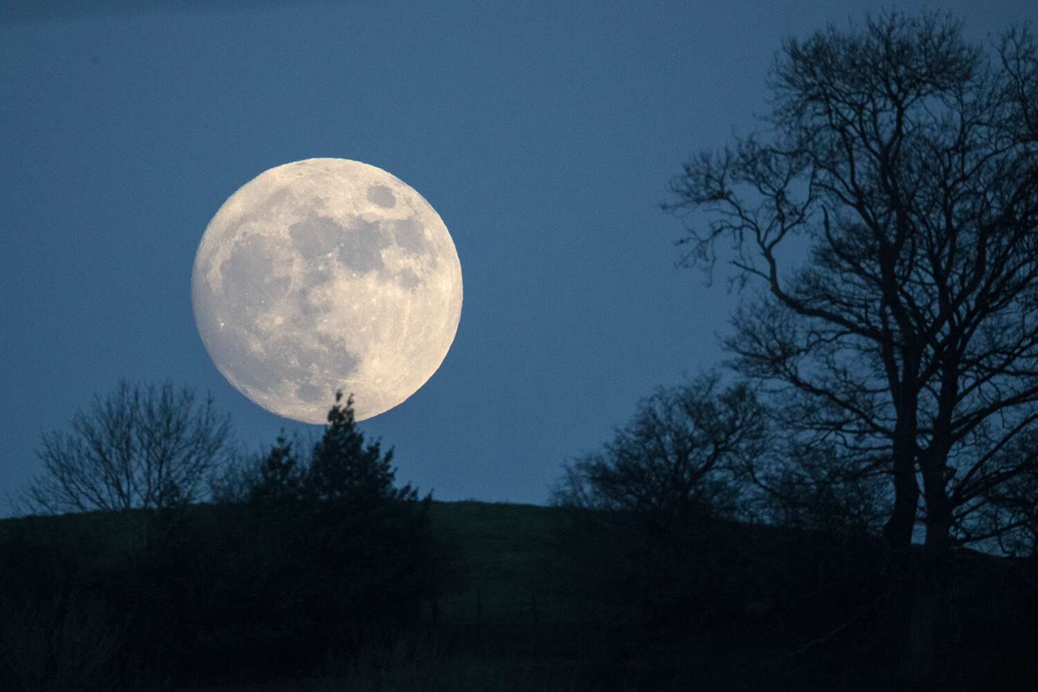 Man Watching Moon Rising Over Mountains
 Wallpapers