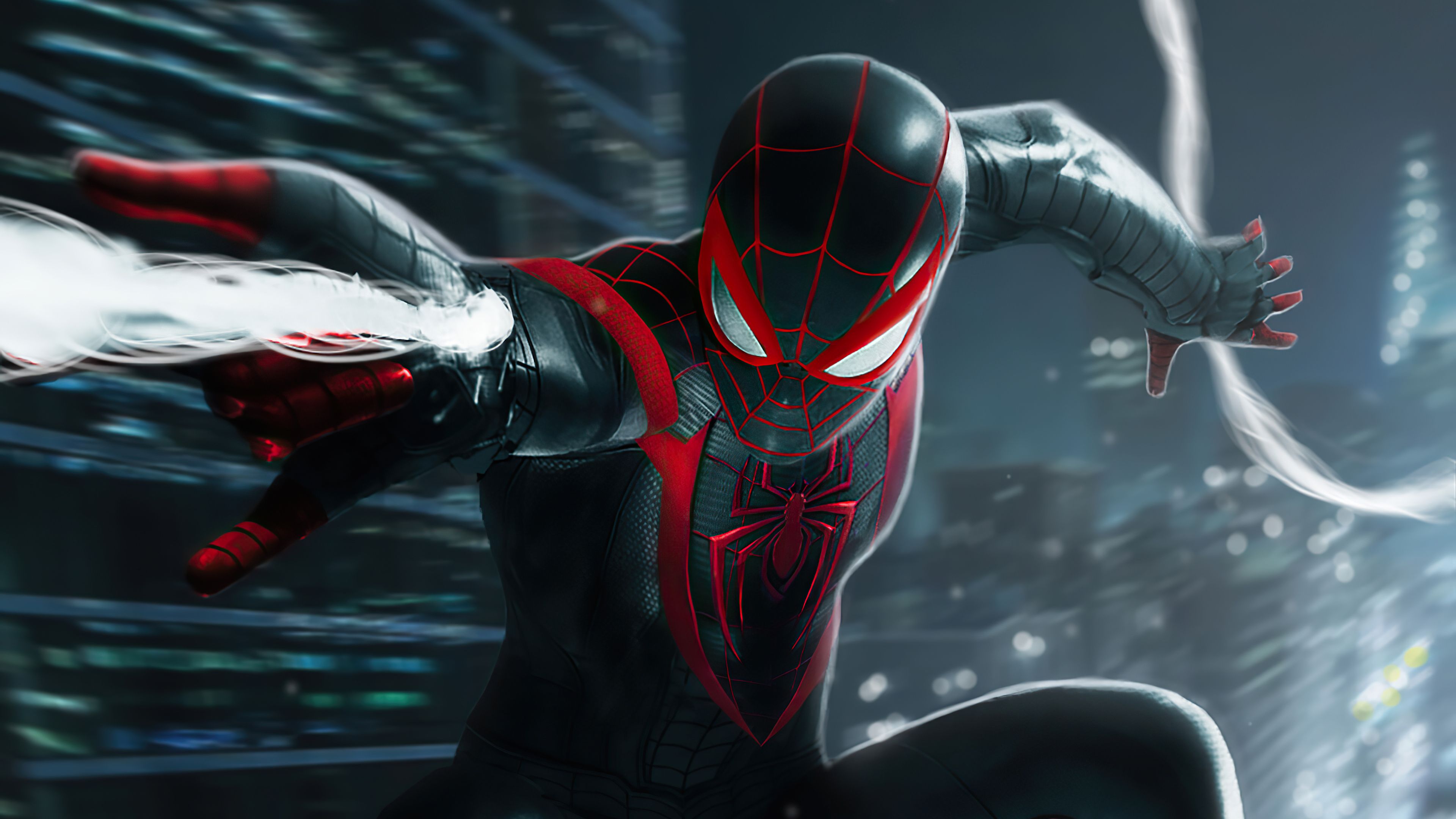 Miles Morales Spider Man Flying Wallpapers