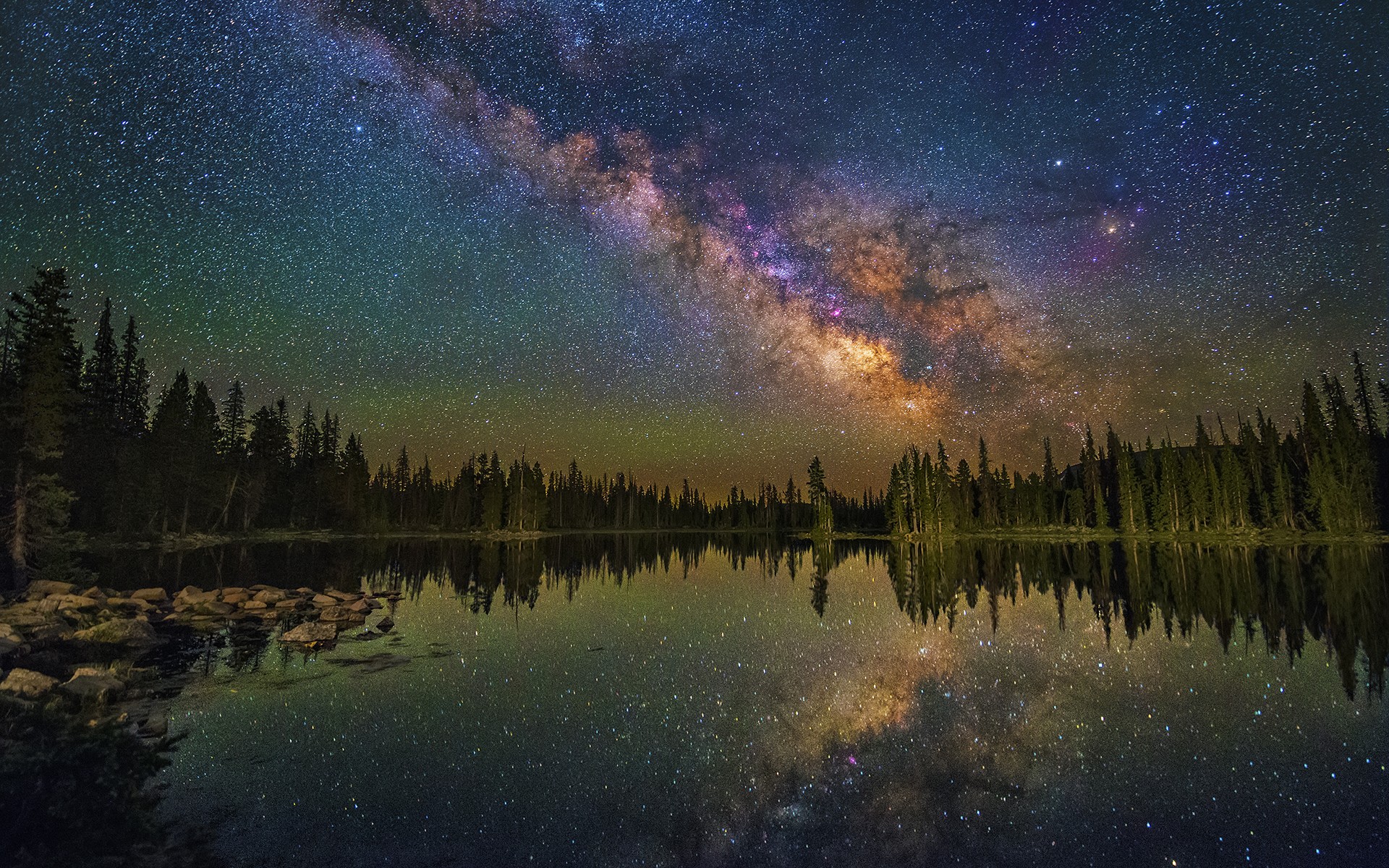 Milky Way And Mountain Reflection Wallpapers