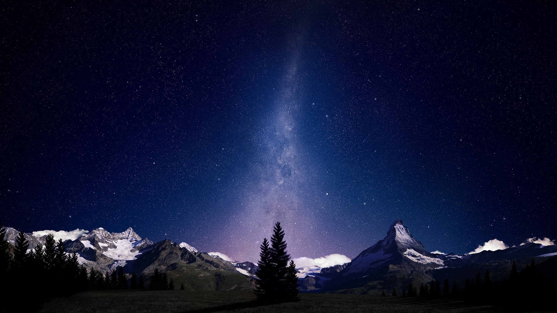 Milky Way Over Winter Mountain Lake Wallpapers