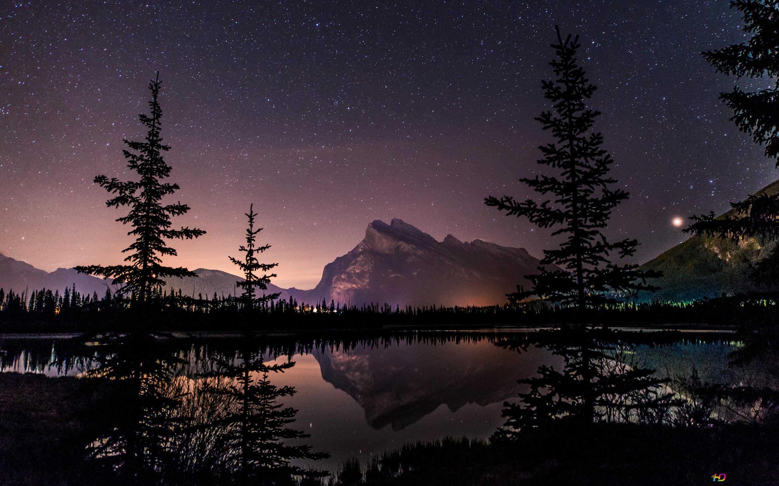 Milky Way Over Winter Mountain Lake Wallpapers