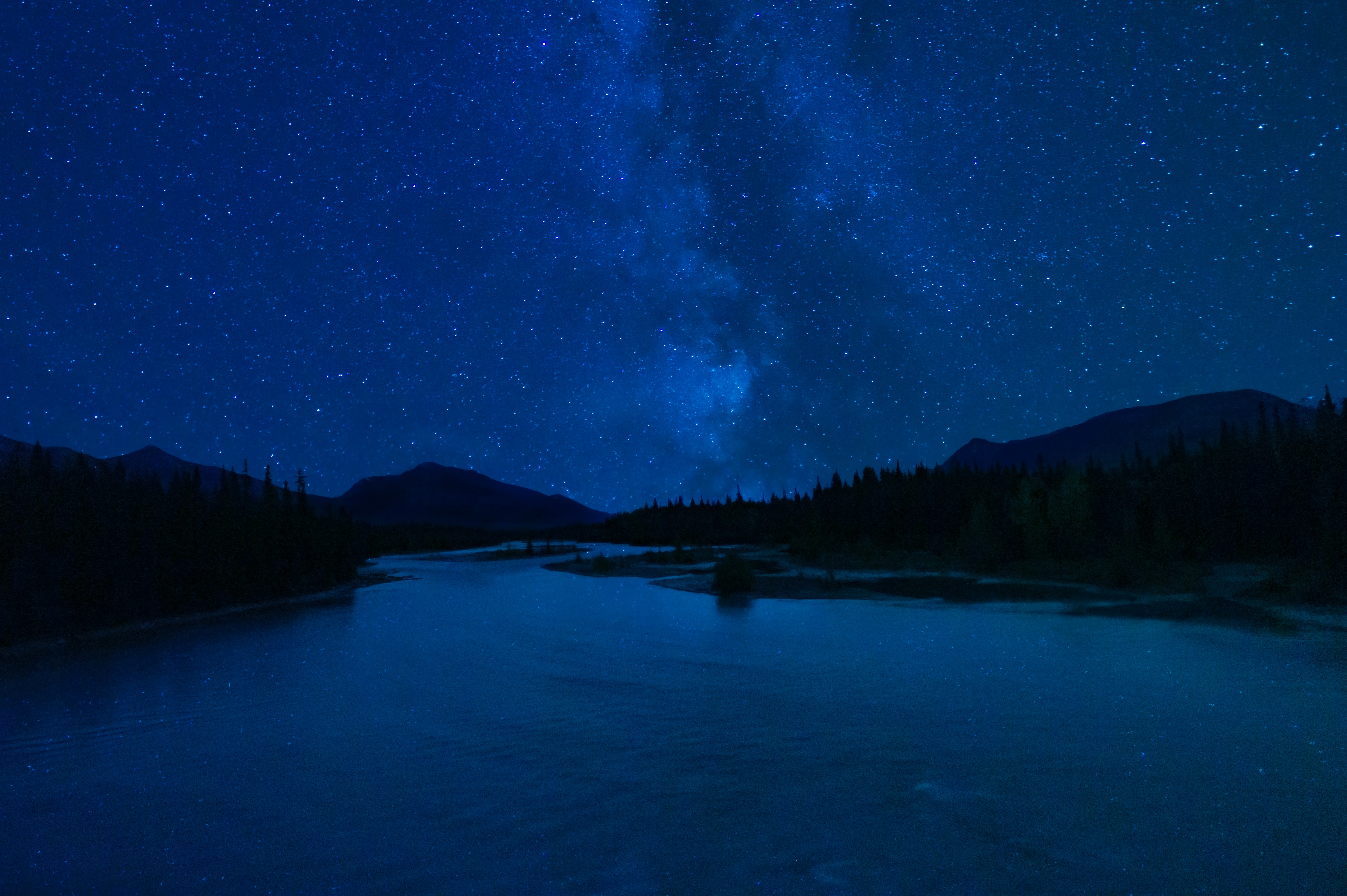 Milky Way Over Winter Mountain Lake Wallpapers