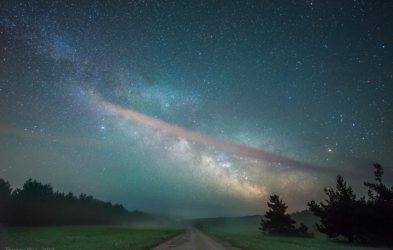 Milky Way Tree Field Wallpapers