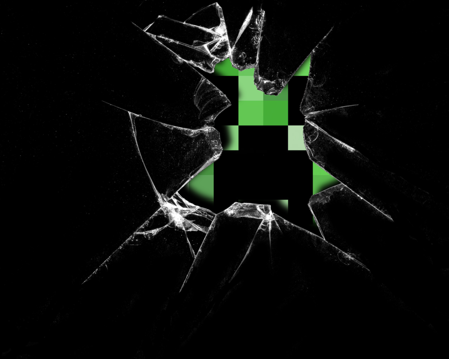 minecraft creeper glass broken wallpapers Wallpapers