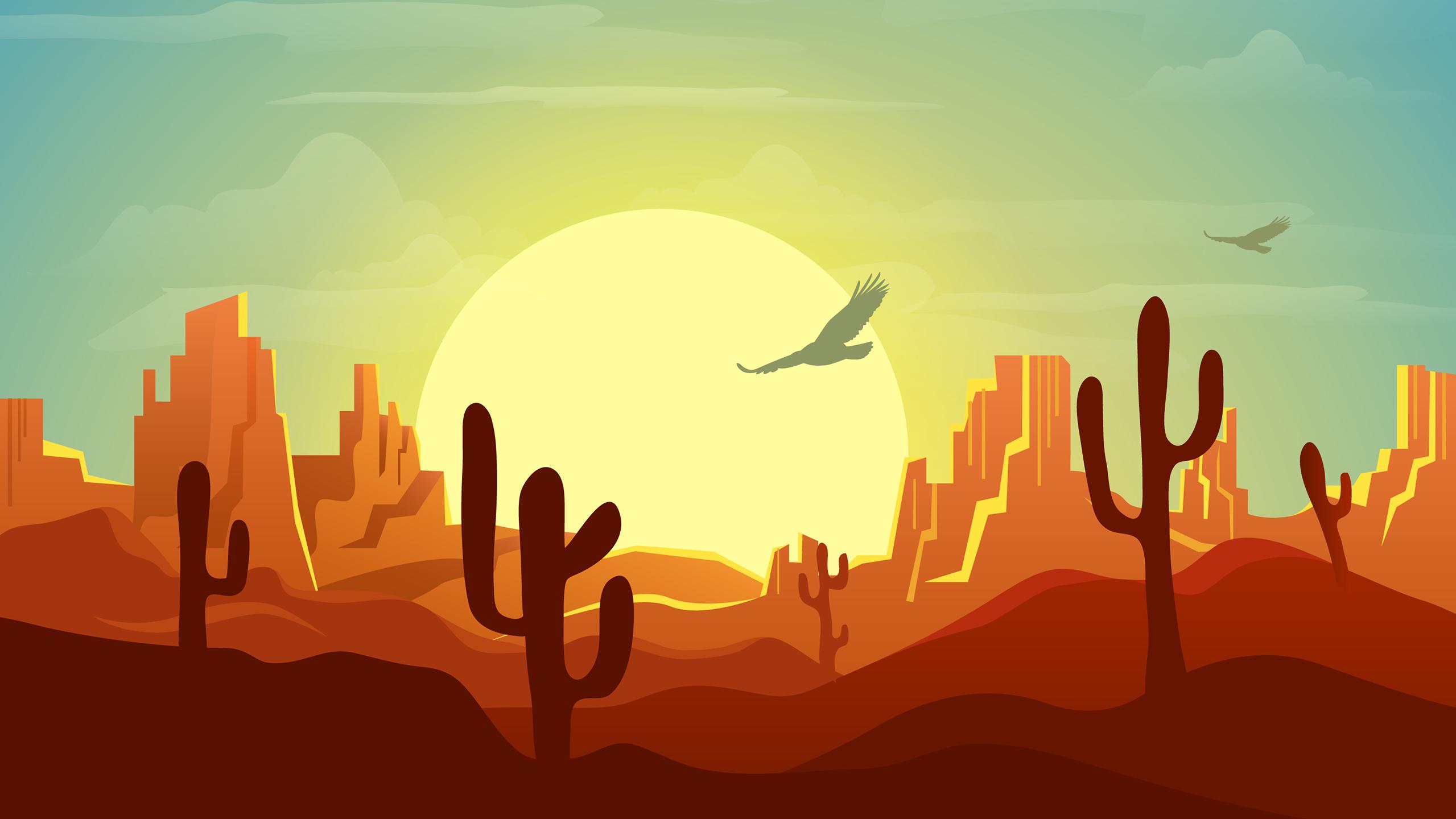 Minimal Artistic Desert Sunset Wallpapers