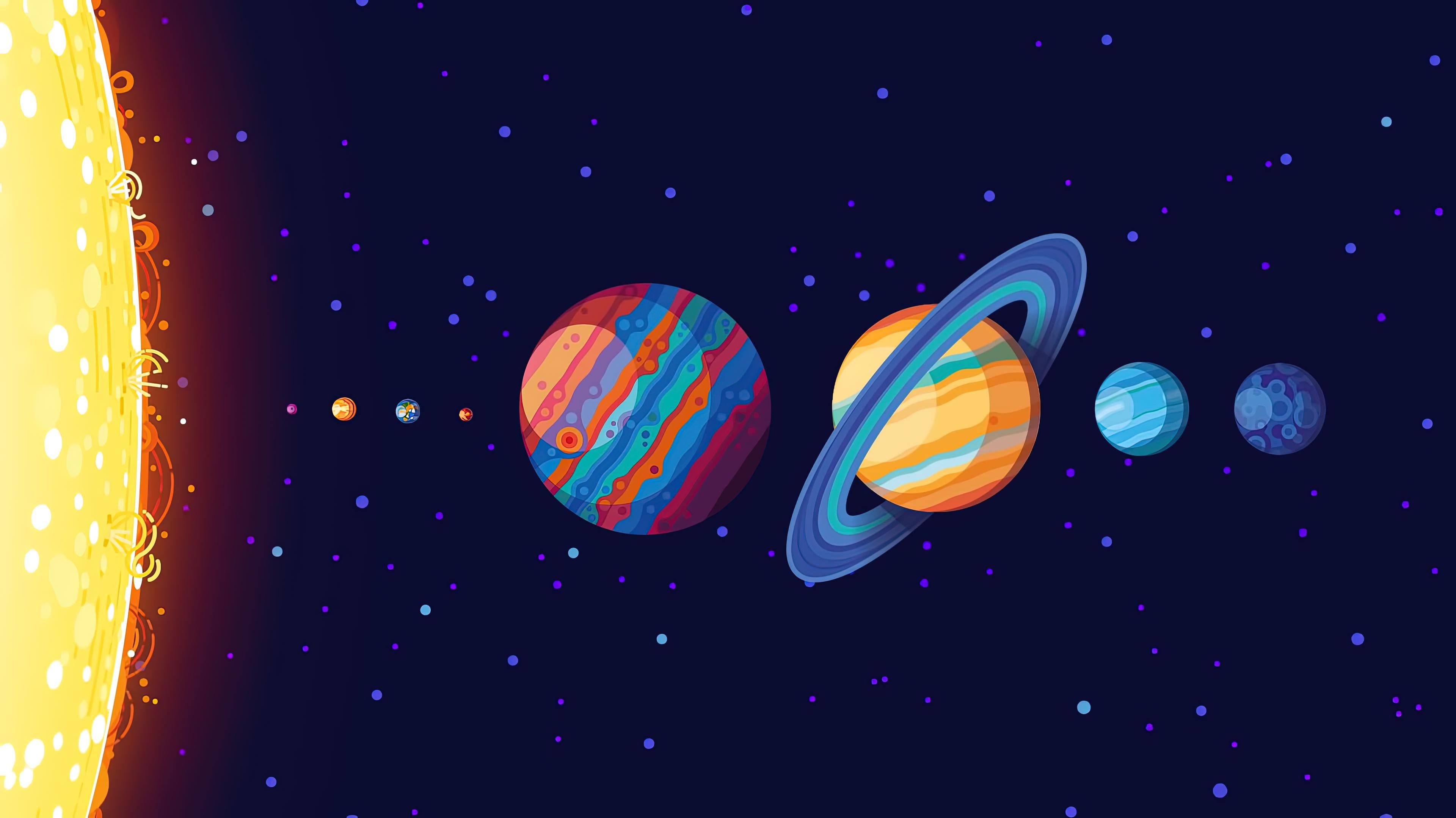 Minimal Colourful Solar System Wallpapers