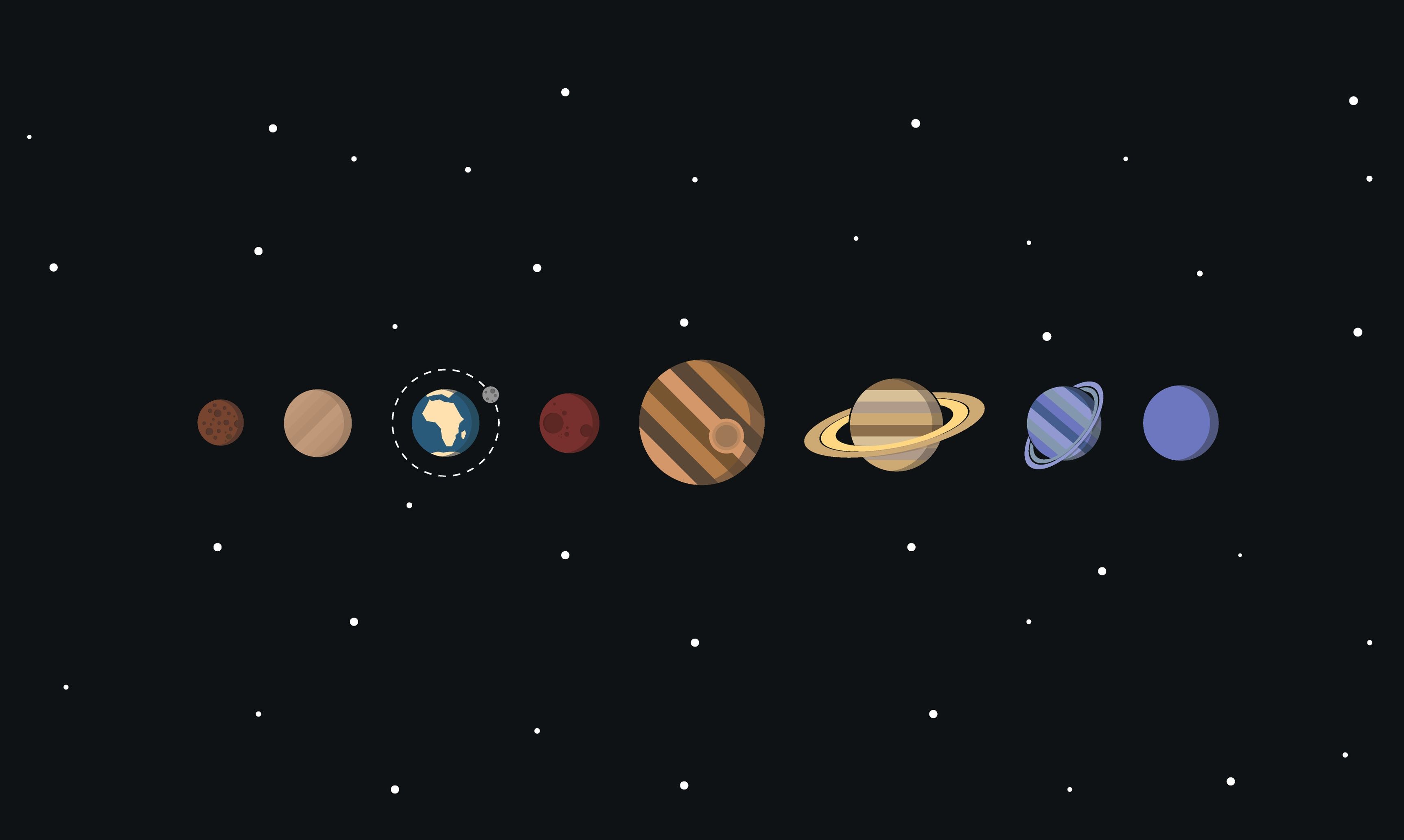 Minimal Colourful Solar System Wallpapers