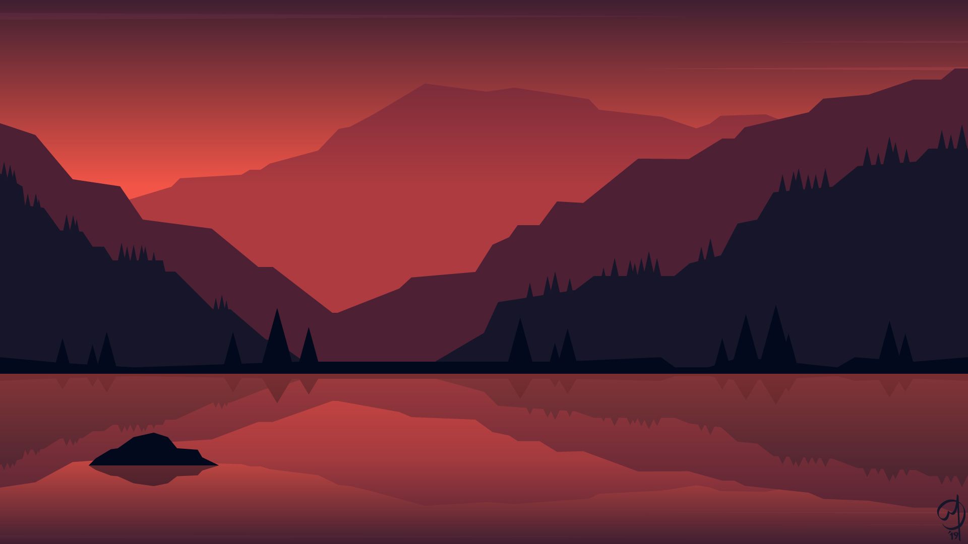 Minimal Lake Sunset Wallpapers