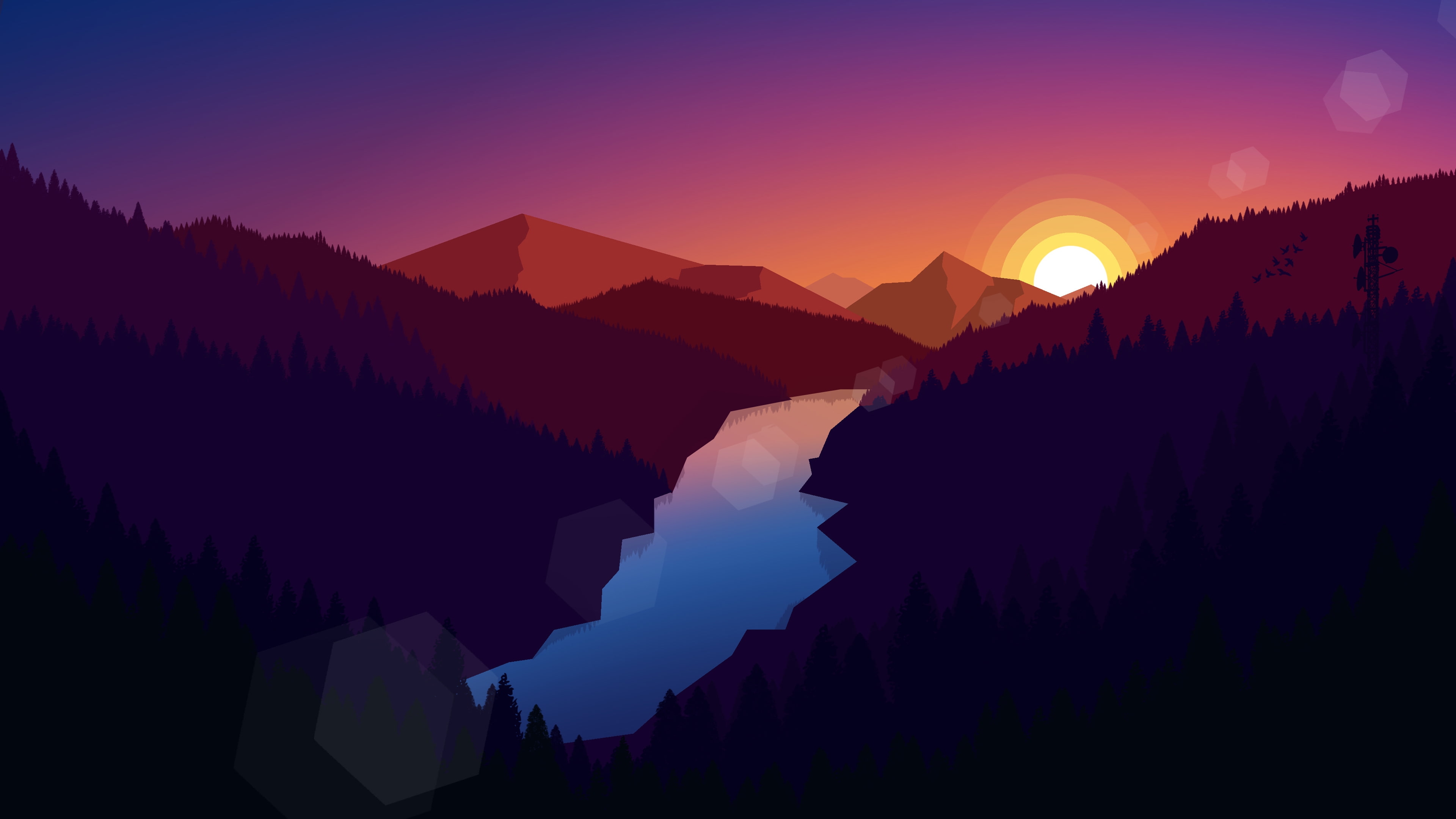 Minimal Lake Sunset Wallpapers