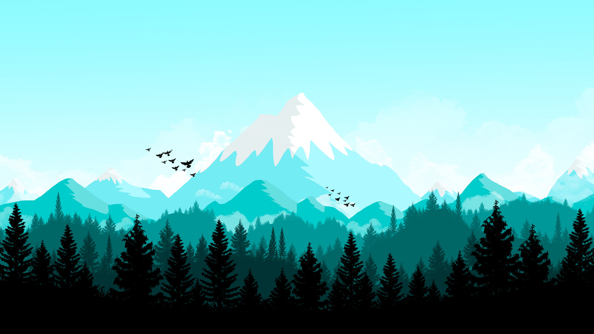 Minimalism Birds Mountains Trees Forest Wallpapers