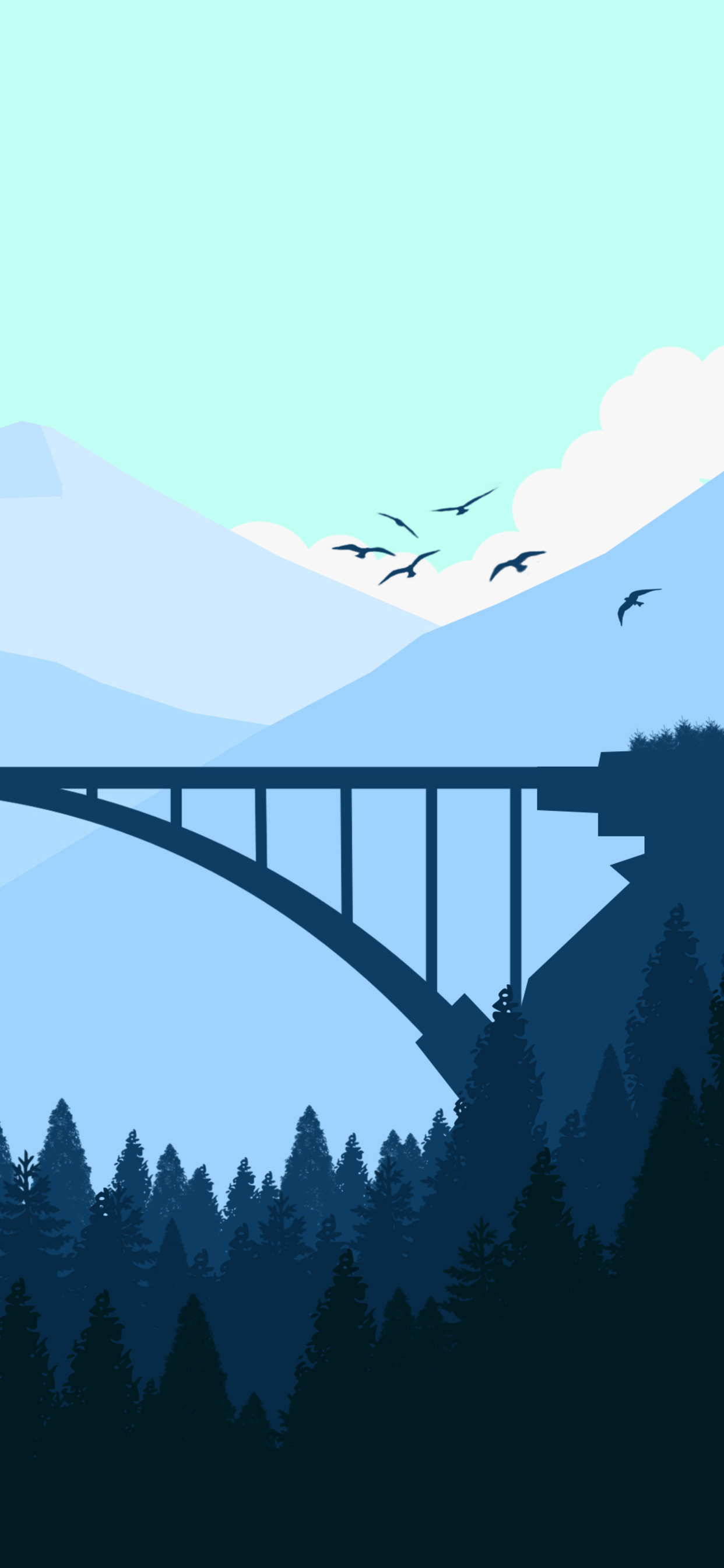 Minimalist Bridge Between Mountains Wallpapers