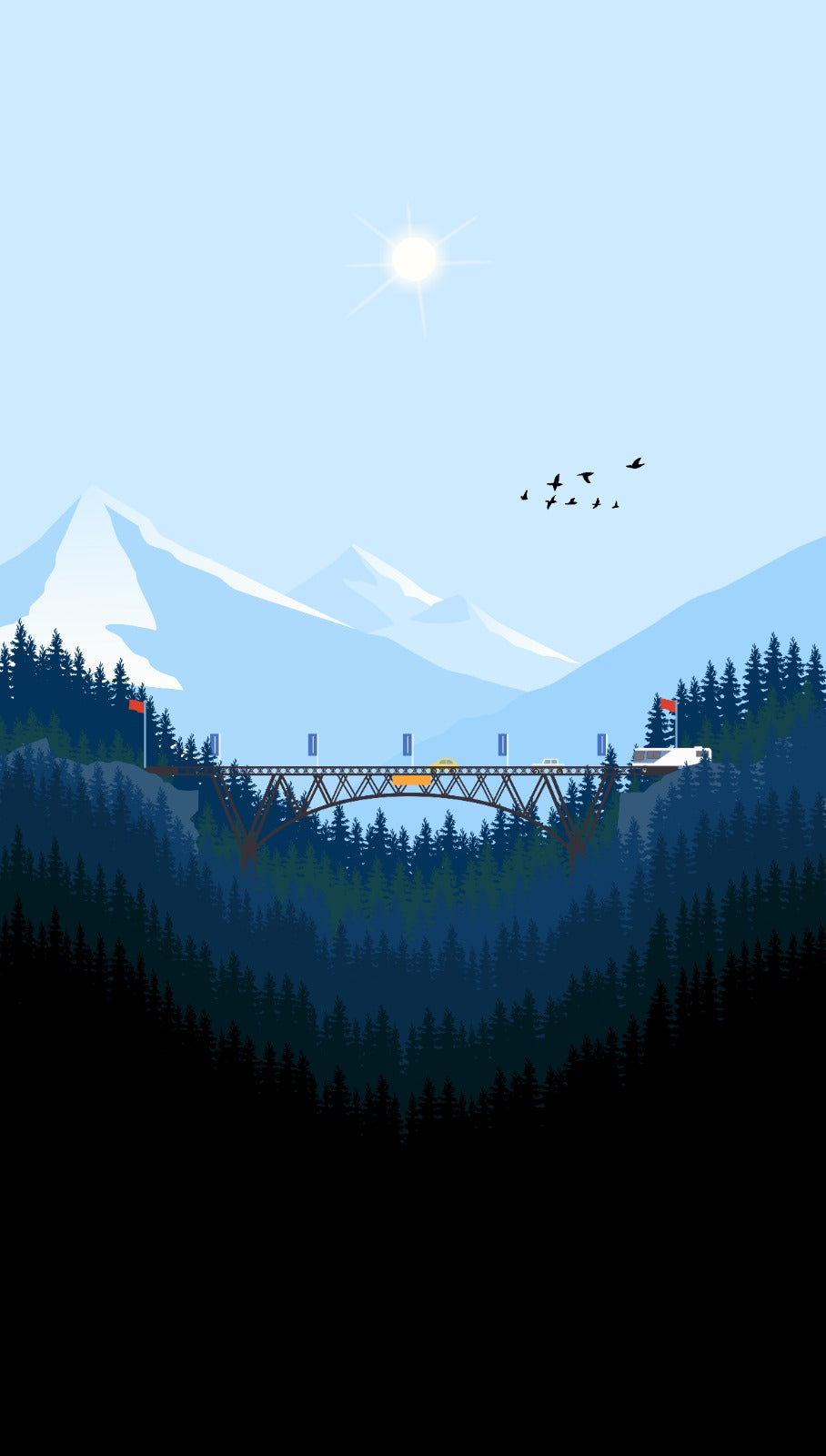 Minimalist Bridge Between Mountains Wallpapers