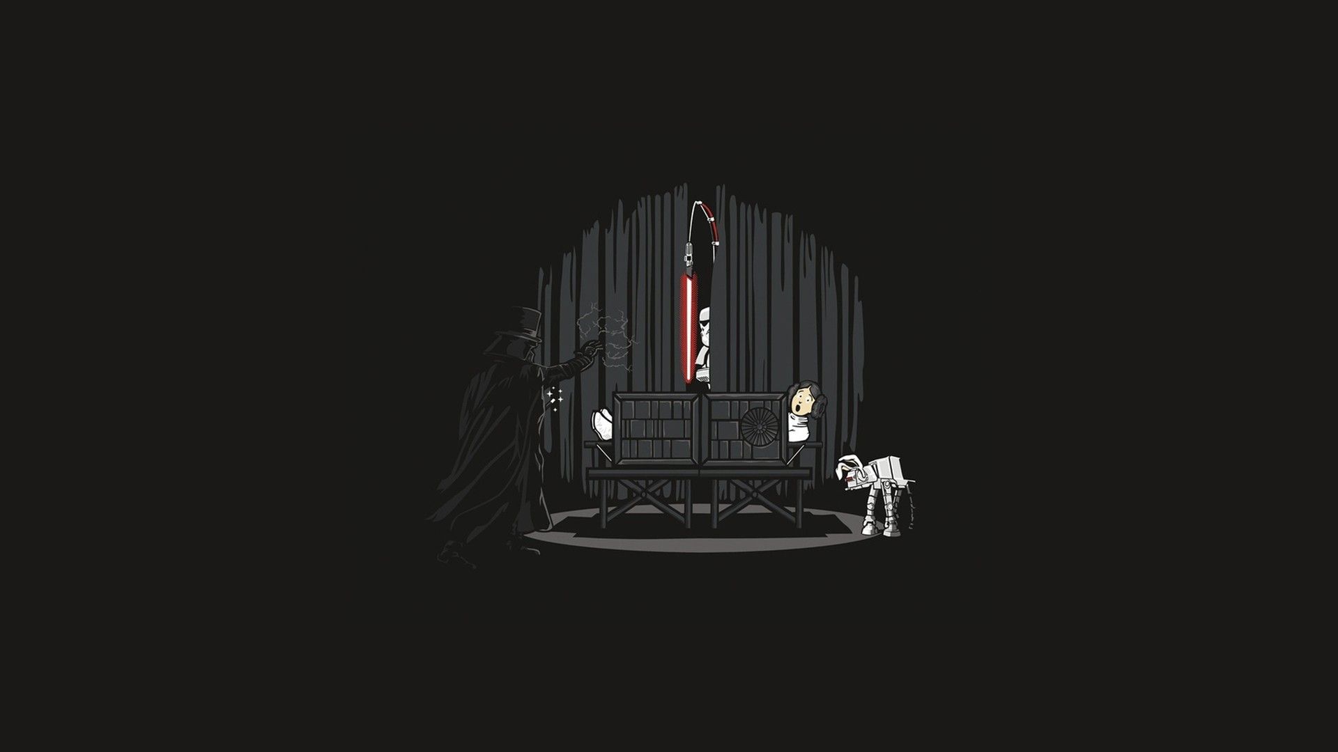 Minimalist Darth Vader Grey Wallpapers