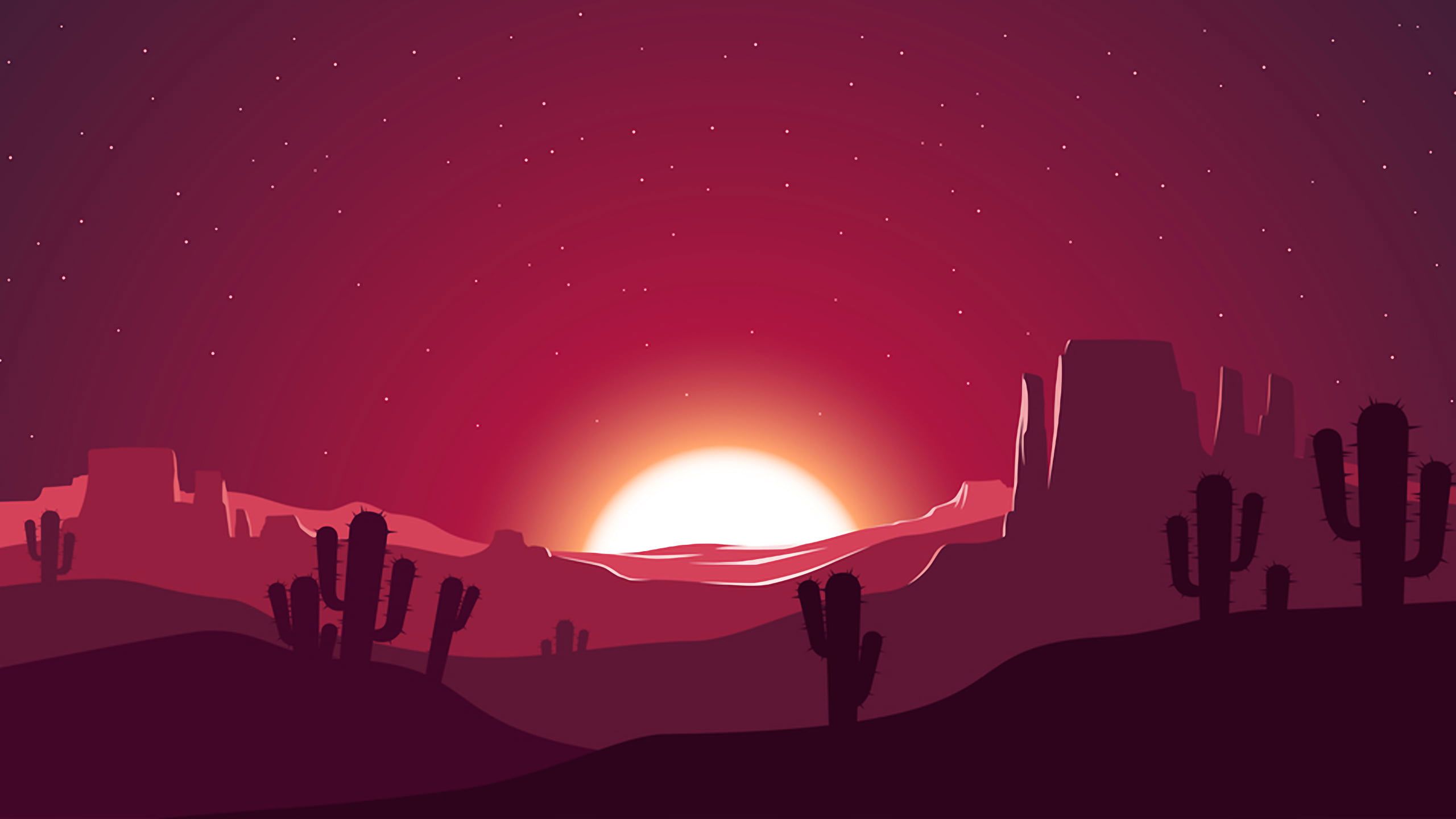 Minimalist Desert At Sunset Wallpapers