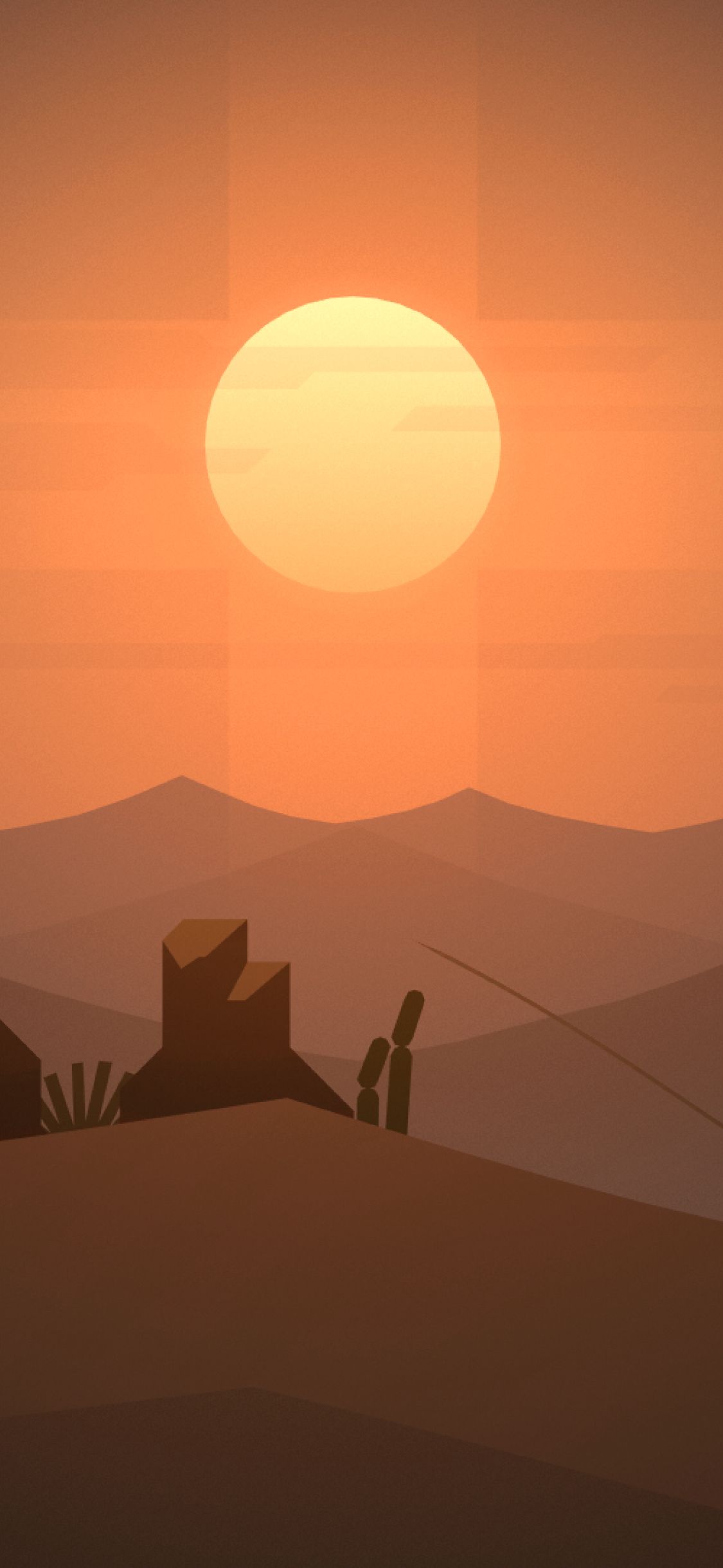 Minimalist Desert At Sunset Wallpapers