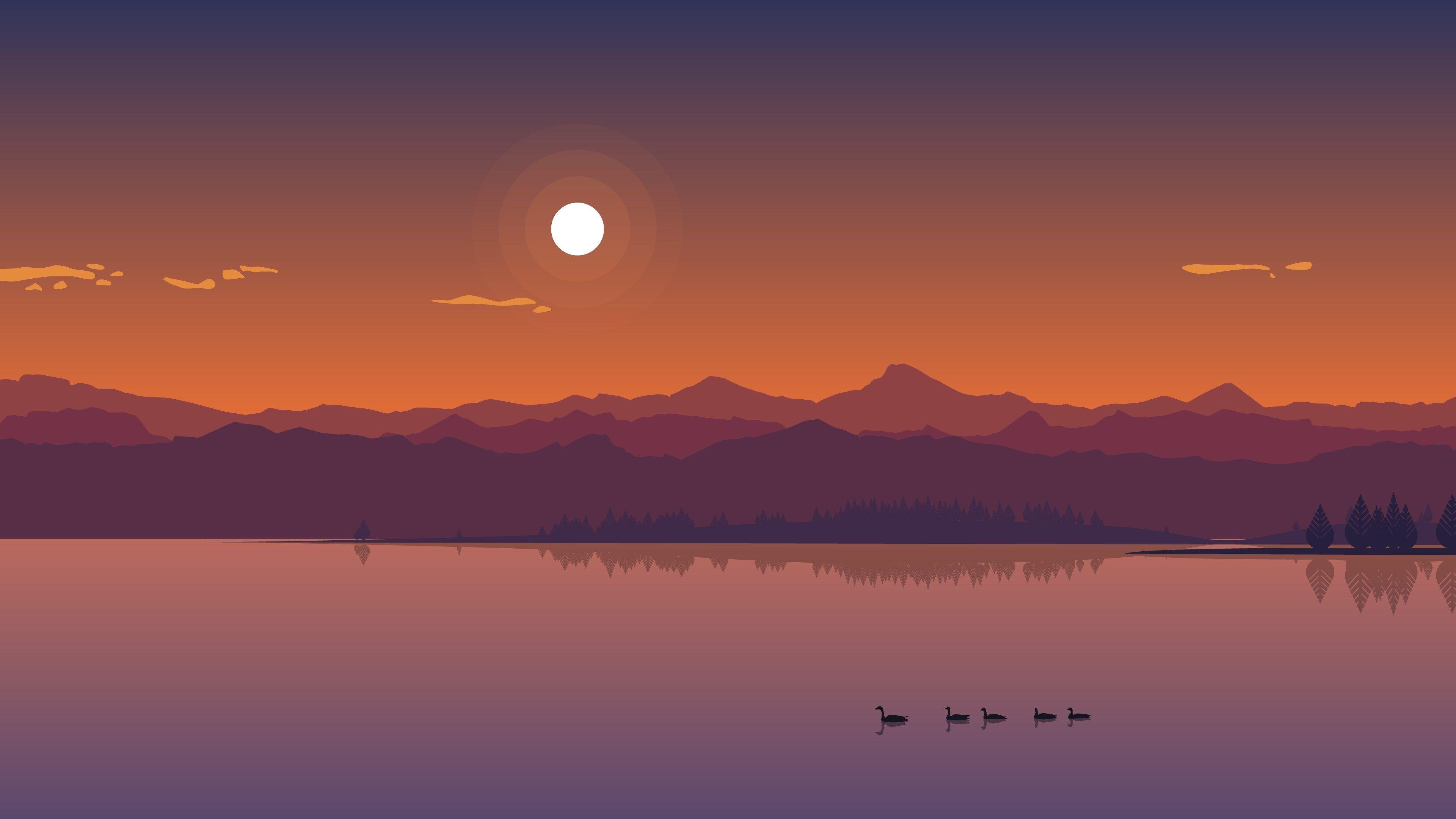 Minimalist Orange Sunset Wallpapers