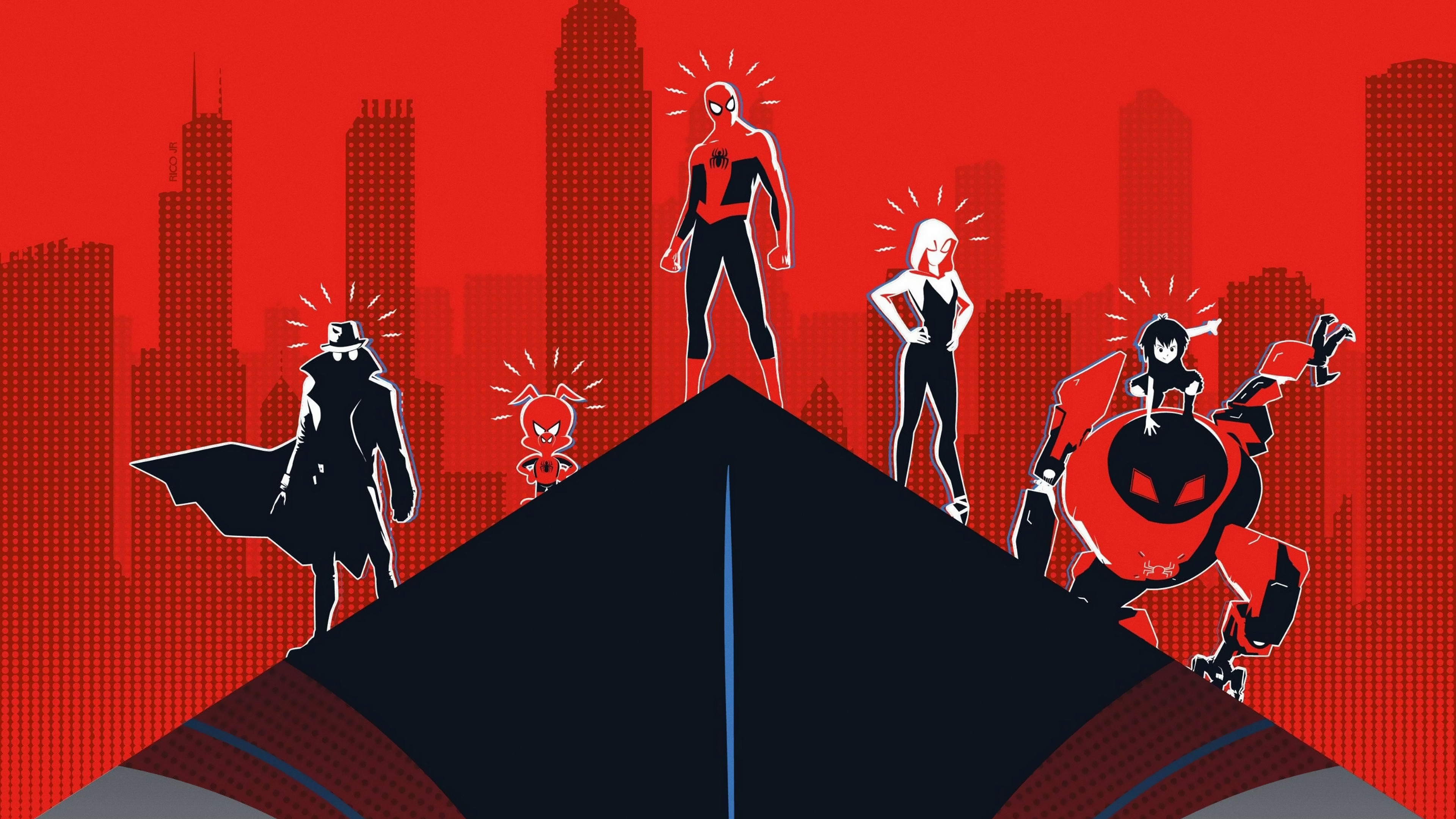 Minimalist Spiderman Into The Spider-Verse 4K Wallpapers