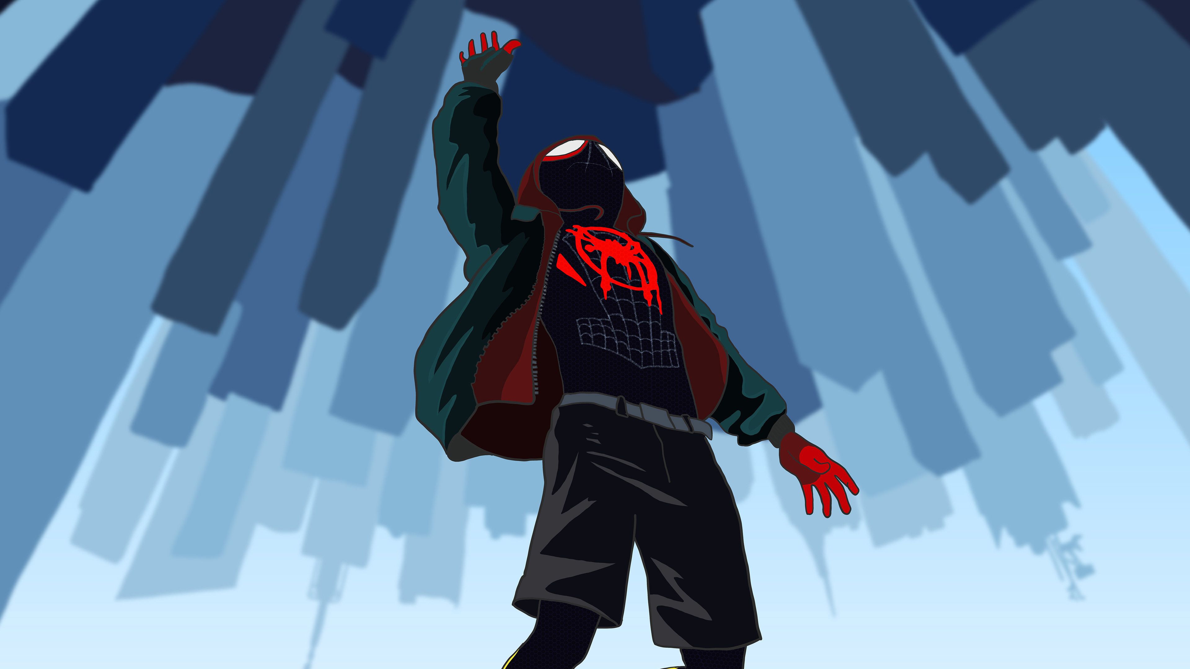 Minimalist Spiderman Into The Spider-Verse 4K Wallpapers