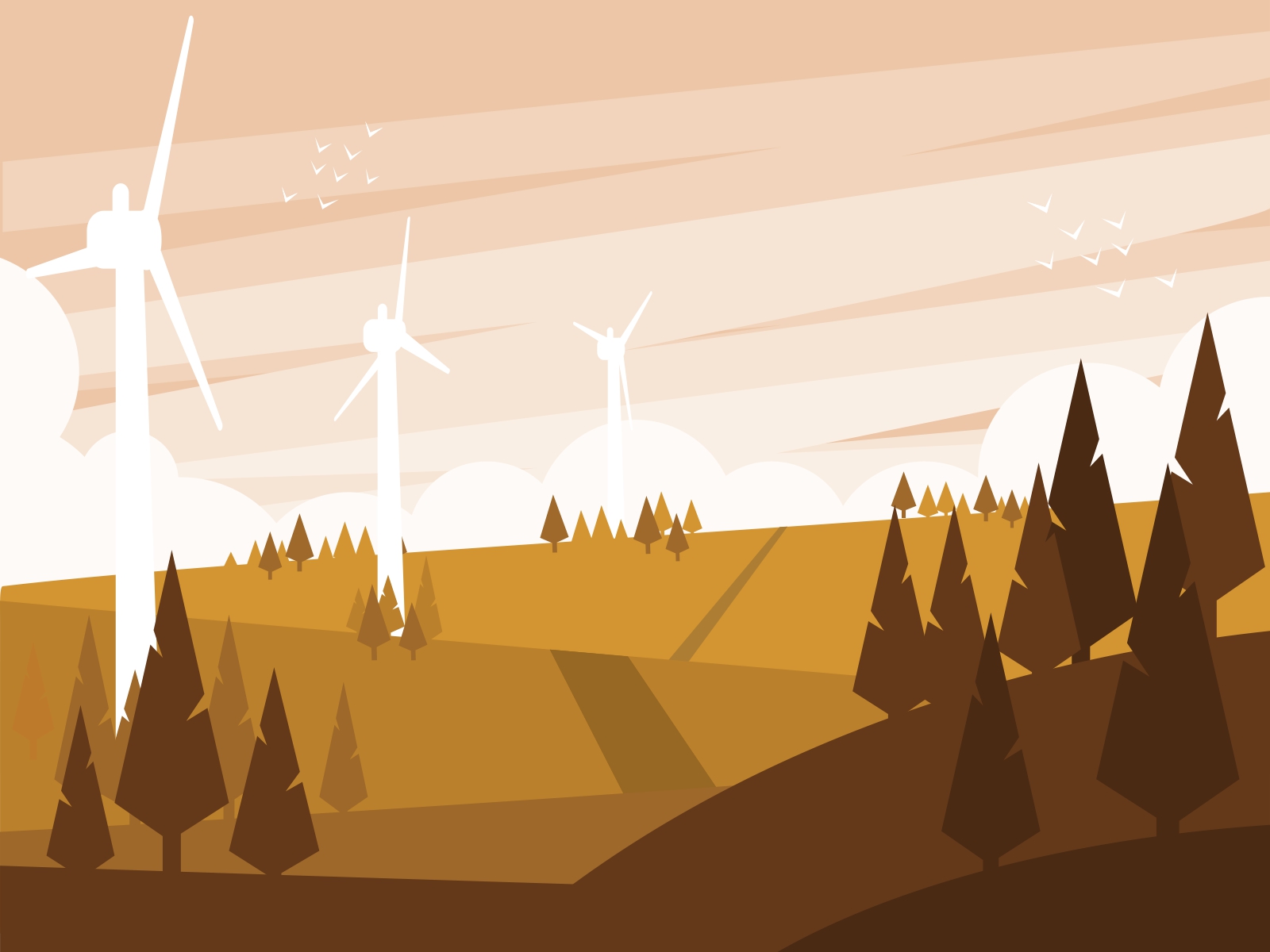 Minimalistic Wind Farm Wallpapers