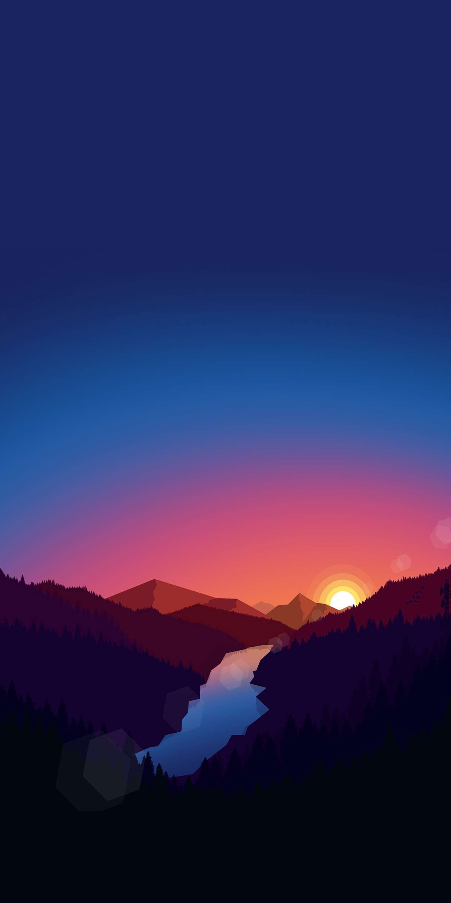 Mminimalism Mountains Horizon Sunrise Wallpapers