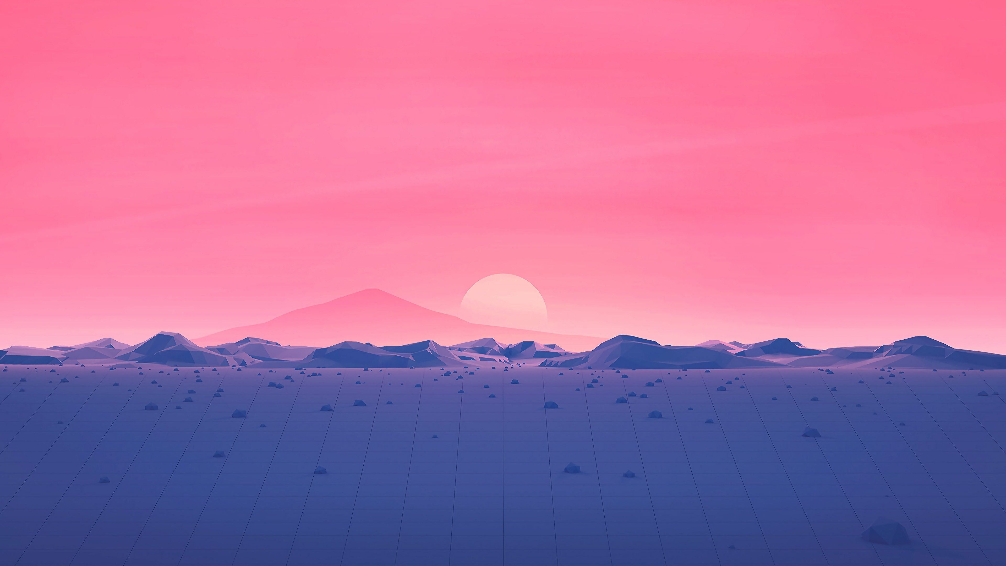 Mminimalism Mountains Horizon Sunrise Wallpapers