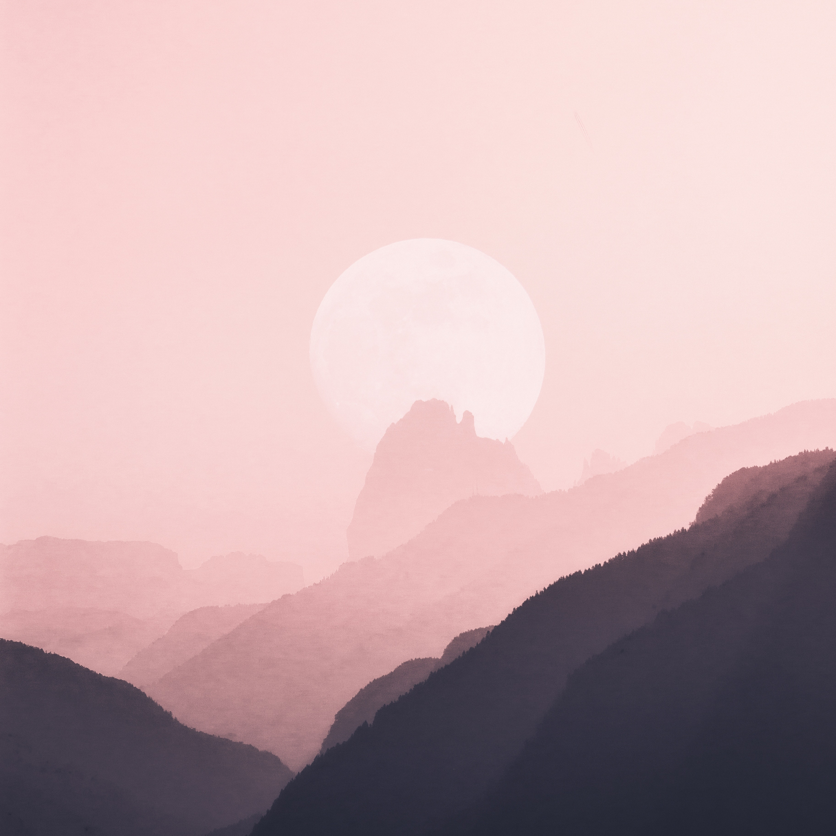 Mminimalism Mountains Horizon Sunrise Wallpapers