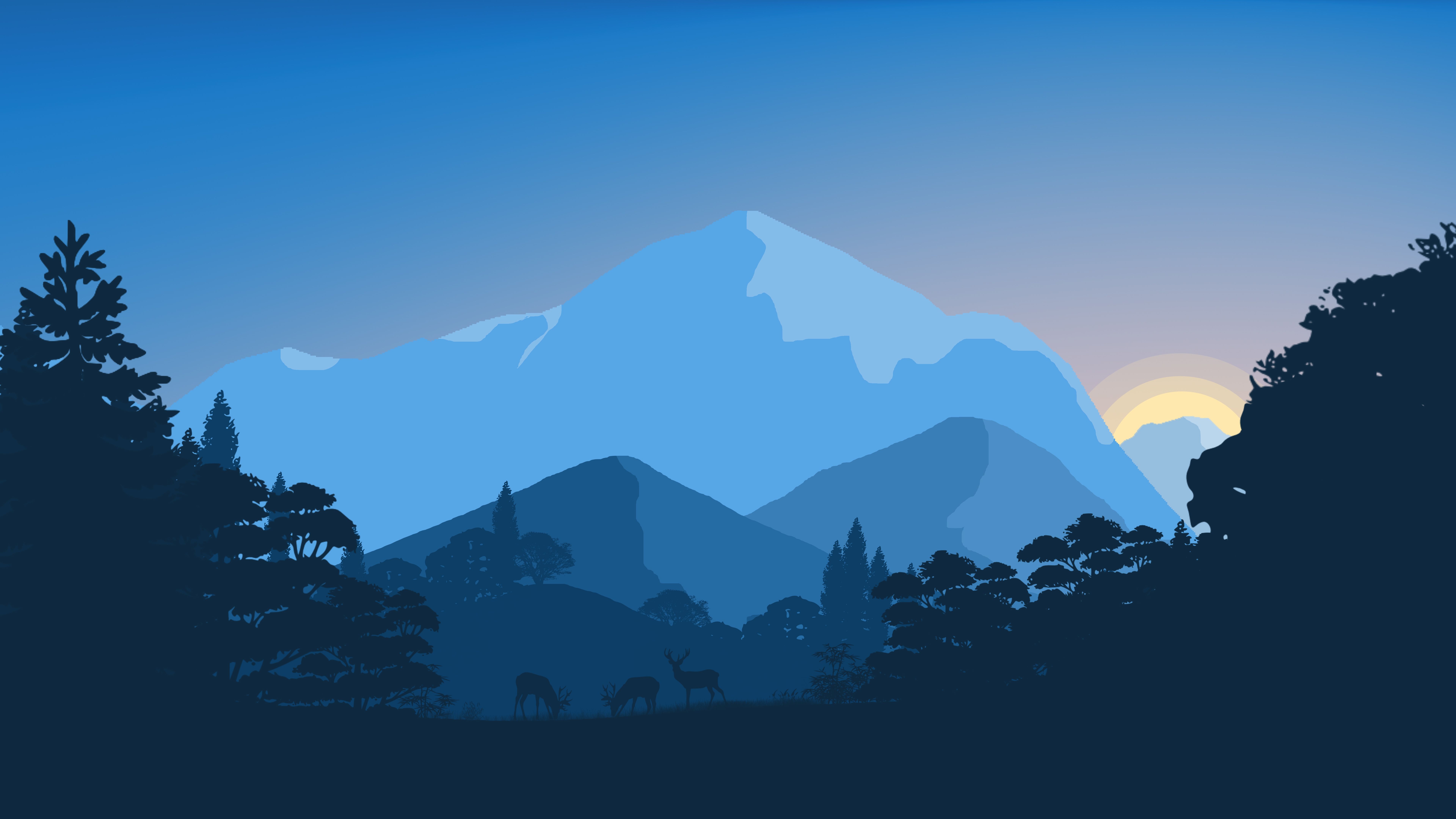 Mminimalism Mountains Horizon Sunrise Wallpapers