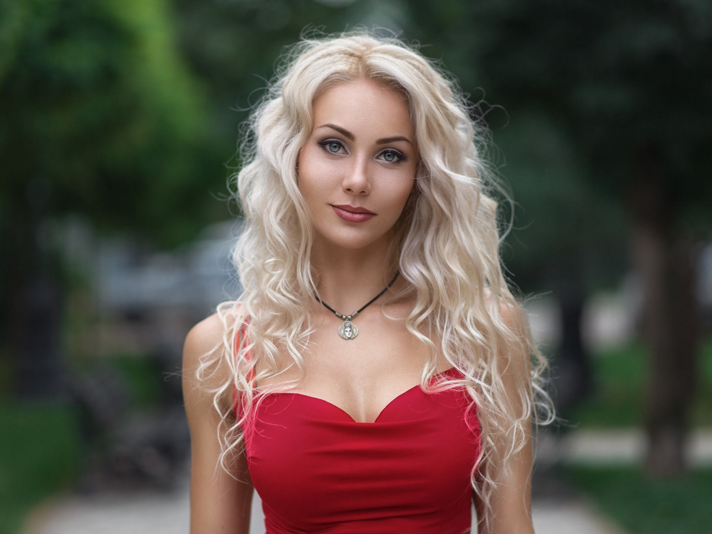 Model Blonde Eyes White Dress Nature Wallpapers