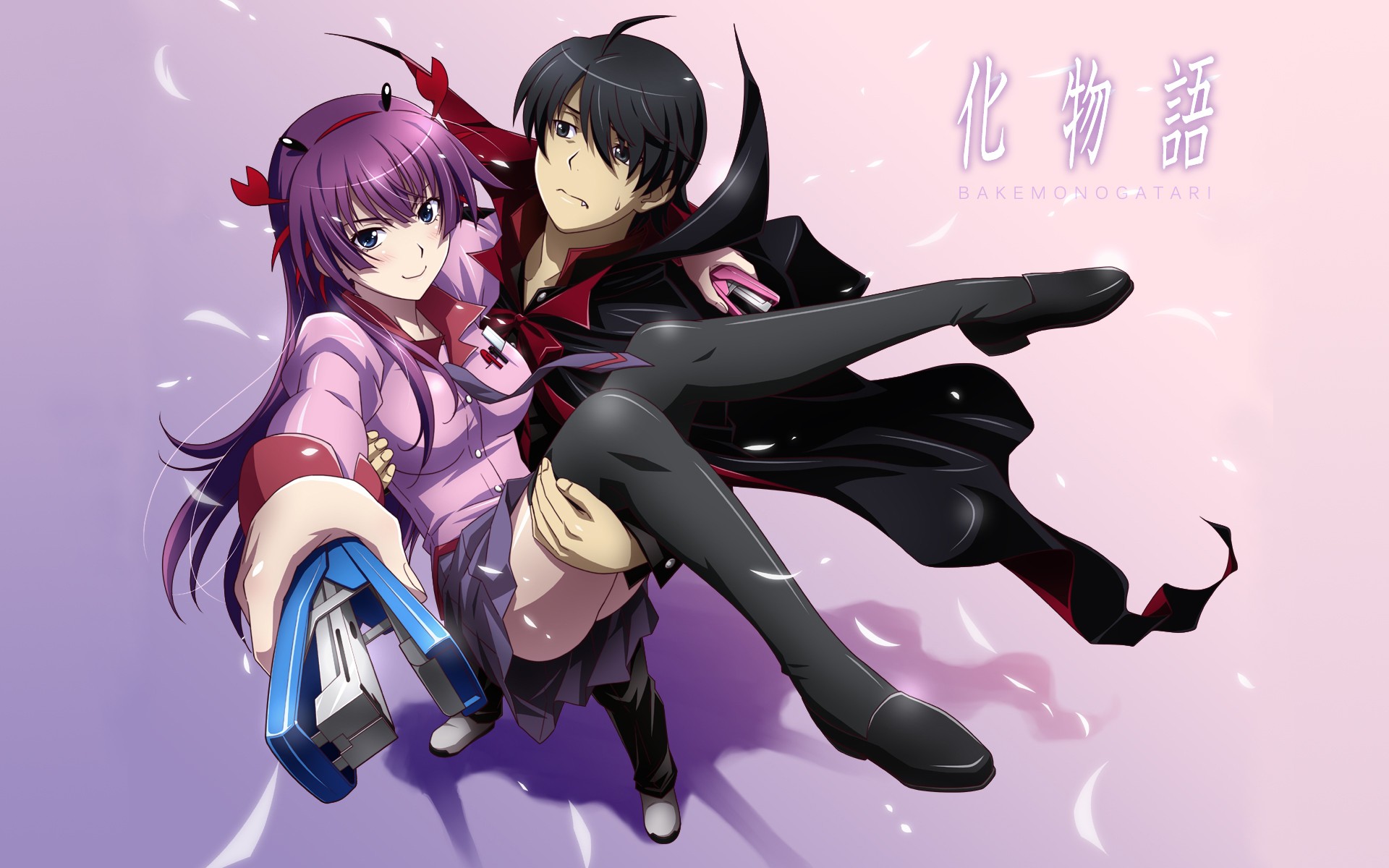 Monogatari Series Araragi Koyomi And Senjougahara Hitagi Wallpapers