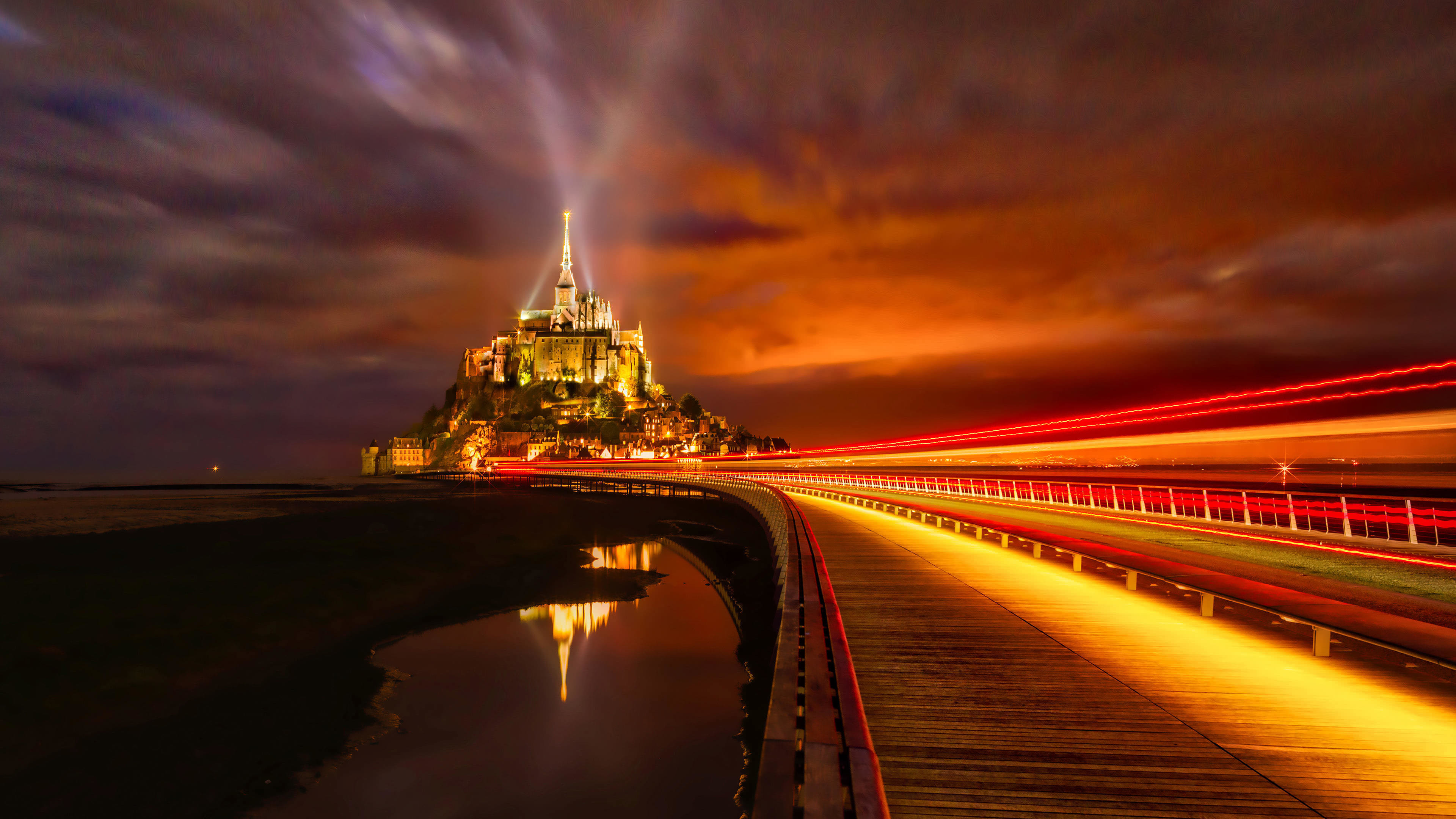 Mont Saint-Michel At Sunrise Wallpapers