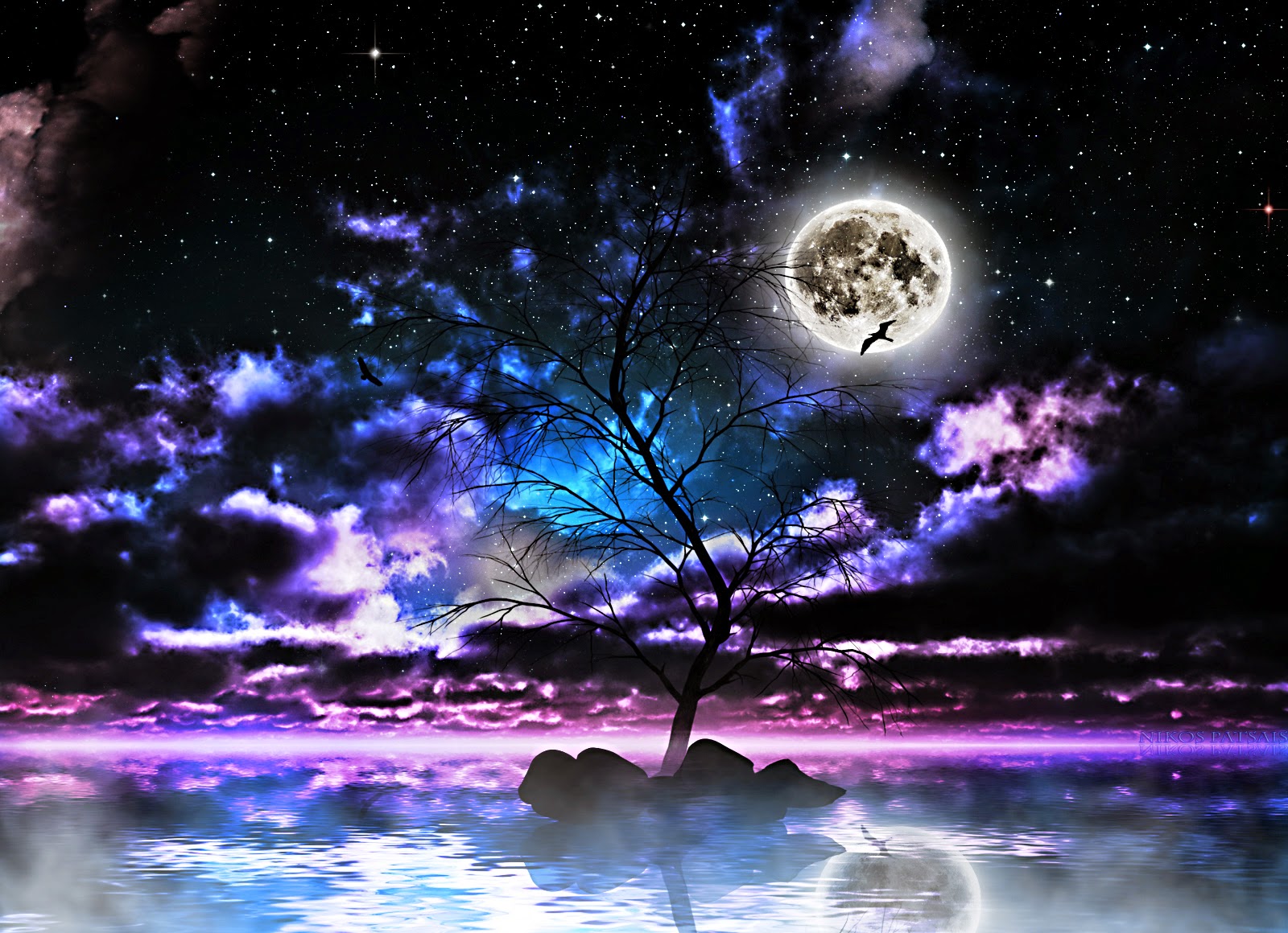 Moon Night Hd Landscape Wallpapers