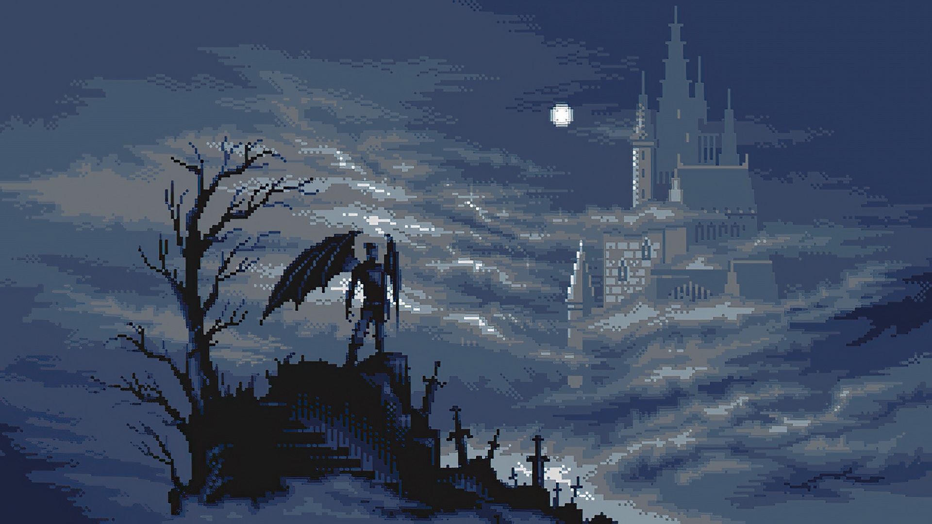 Moon Night Pixelart Wallpapers