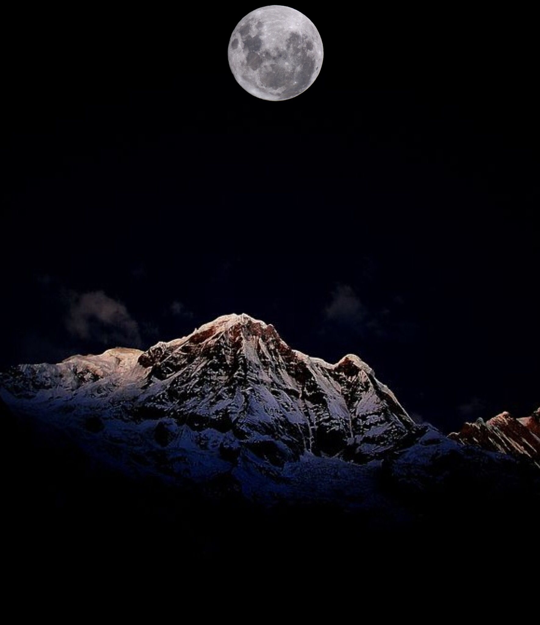 Moon Over Snowy Mountains Wallpapers