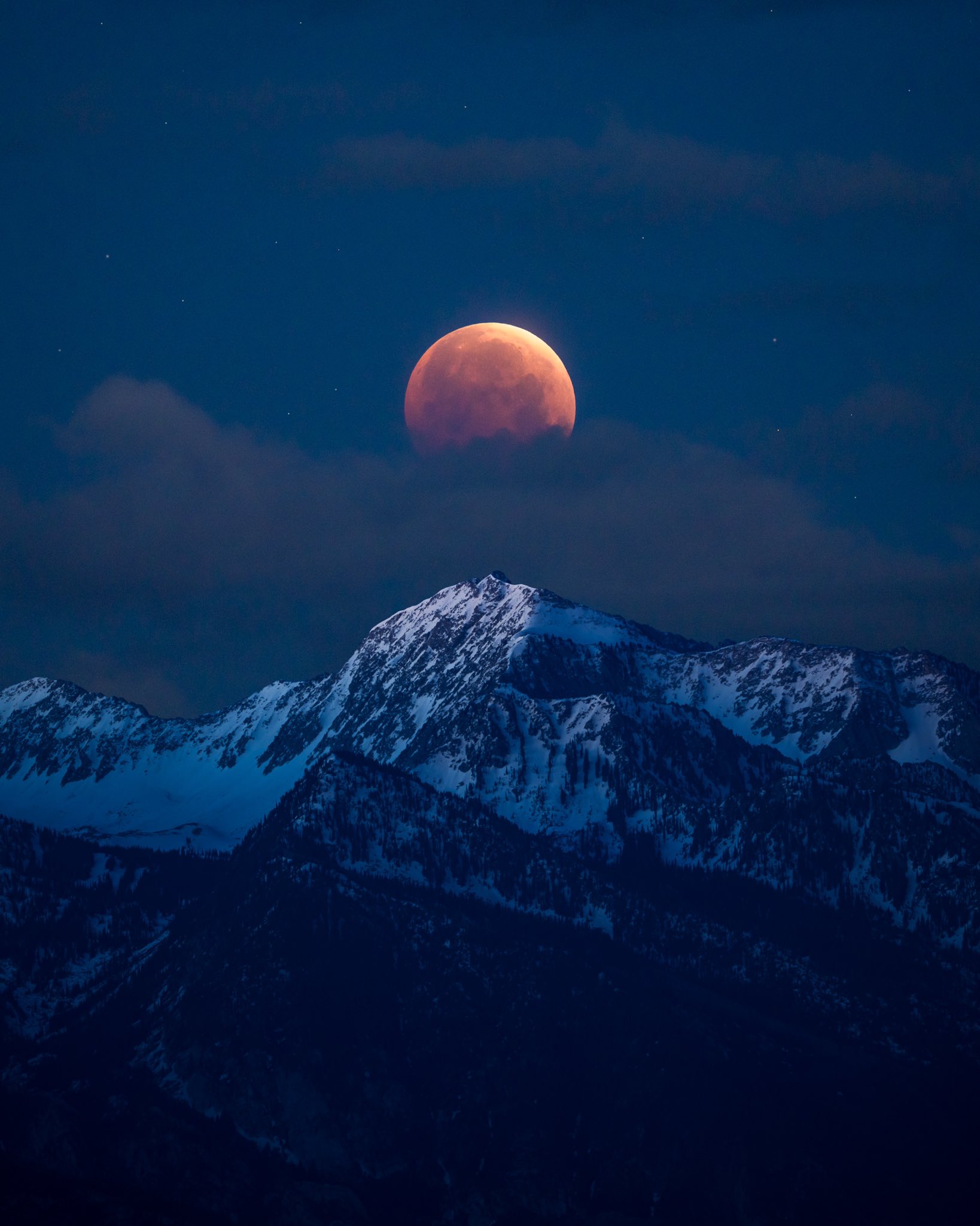 Moon Over Snowy Mountains Wallpapers