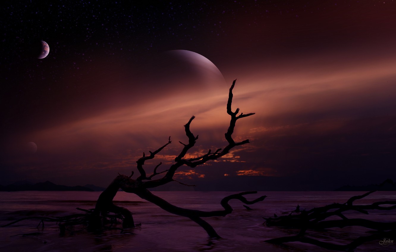 Moon Sci Fi Landscape 4K Digital Art Wallpapers