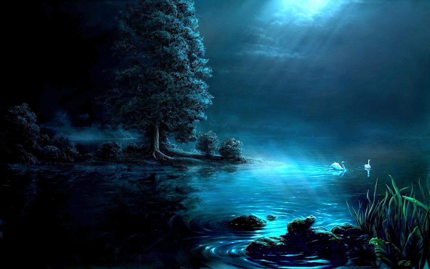 Moonlight Landscape Wallpapers