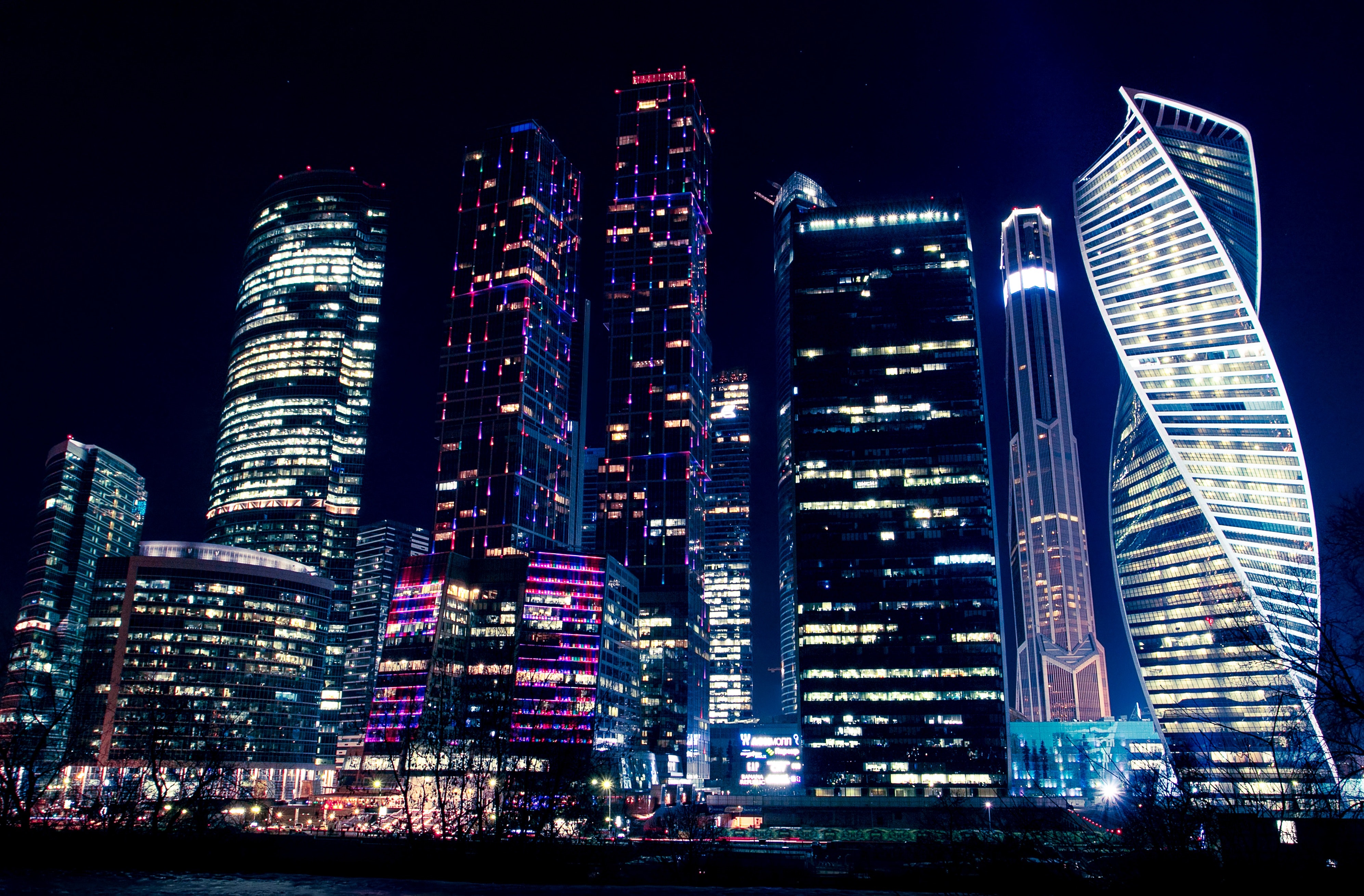 Moscow City At Night Wallpapers