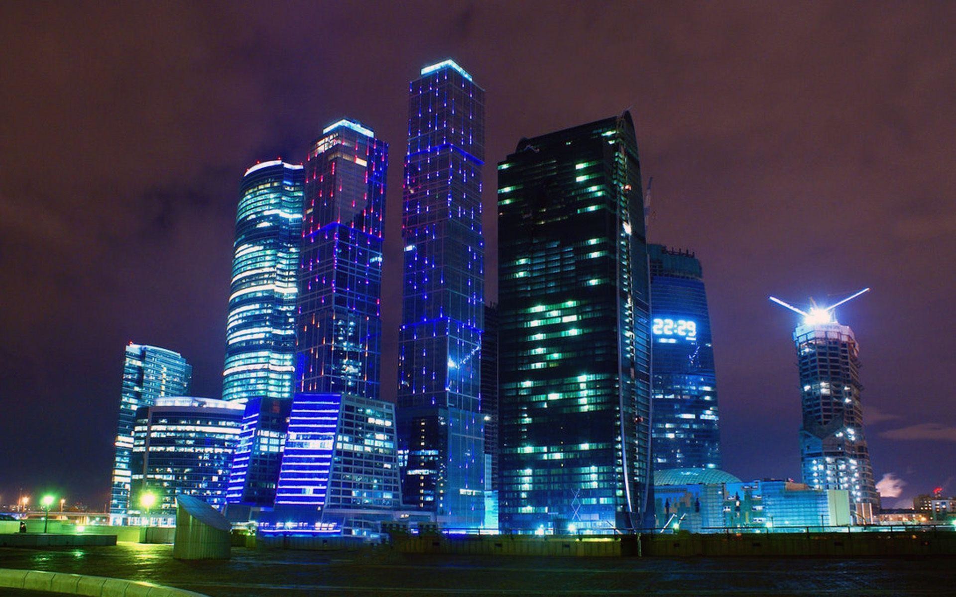 Moscow City At Night Wallpapers