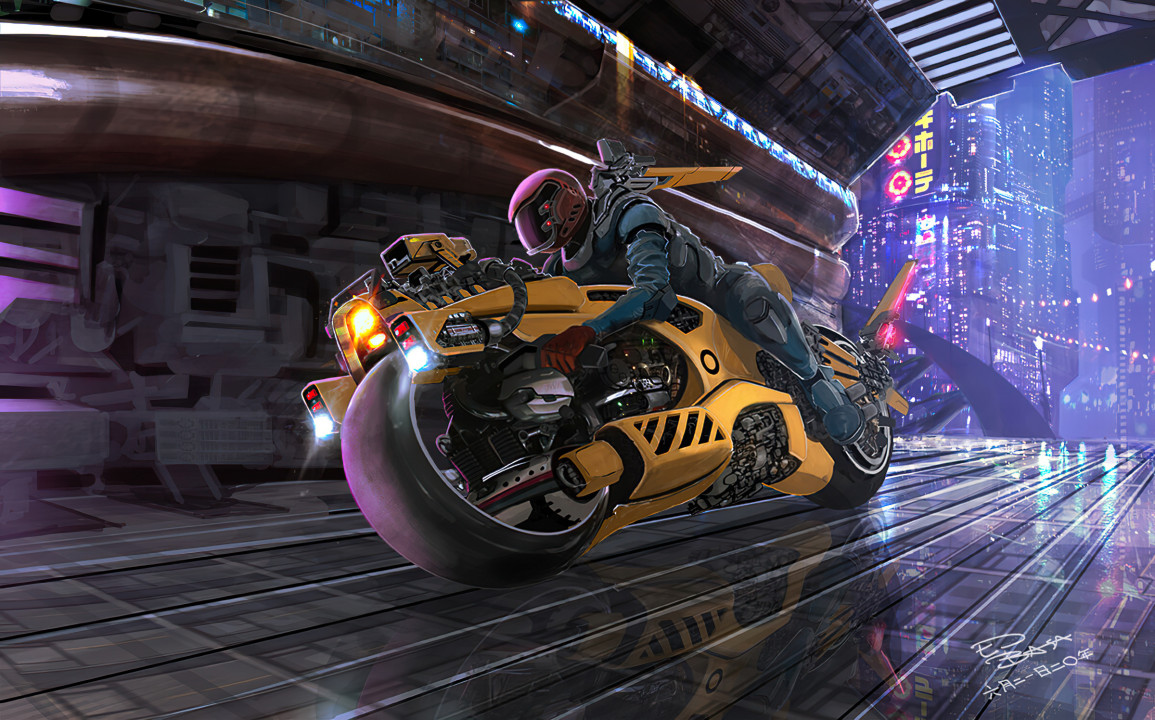 Motorcycle Cyberpunk Girl Wallpapers