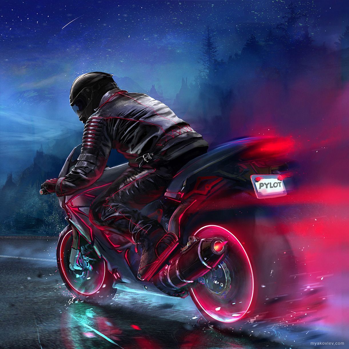 Motorcyle Digital Art Sunset Wallpapers