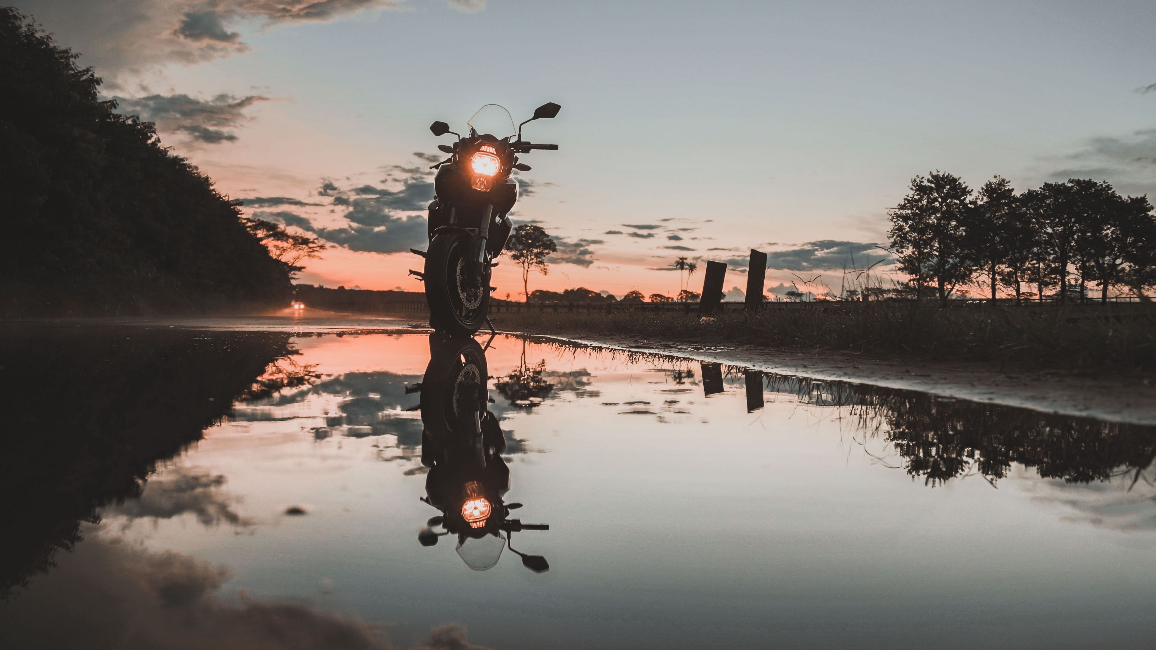 Motorcyle Digital Art Sunset Wallpapers