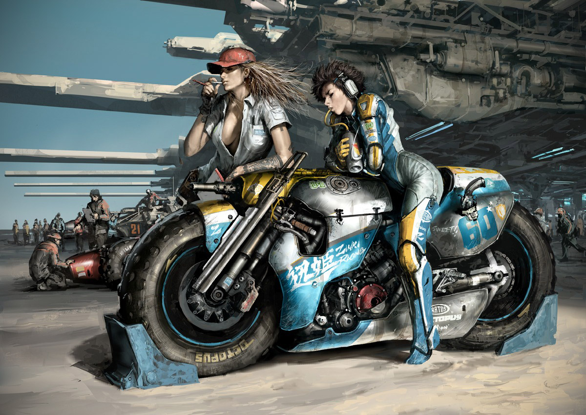 Motorcyle Digital Art Sunset Wallpapers