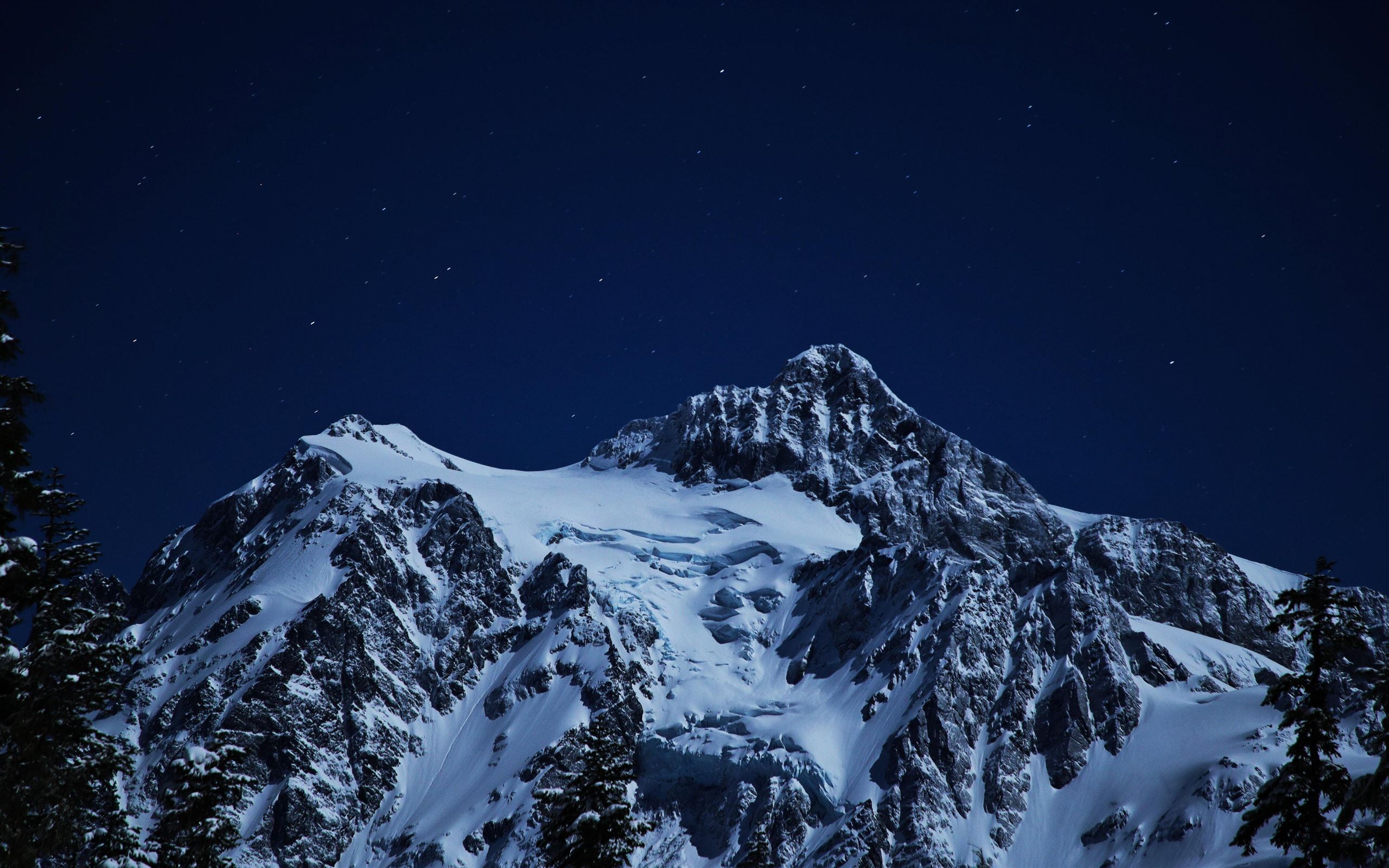 Mountain Alps During Night Photography Wallpapers