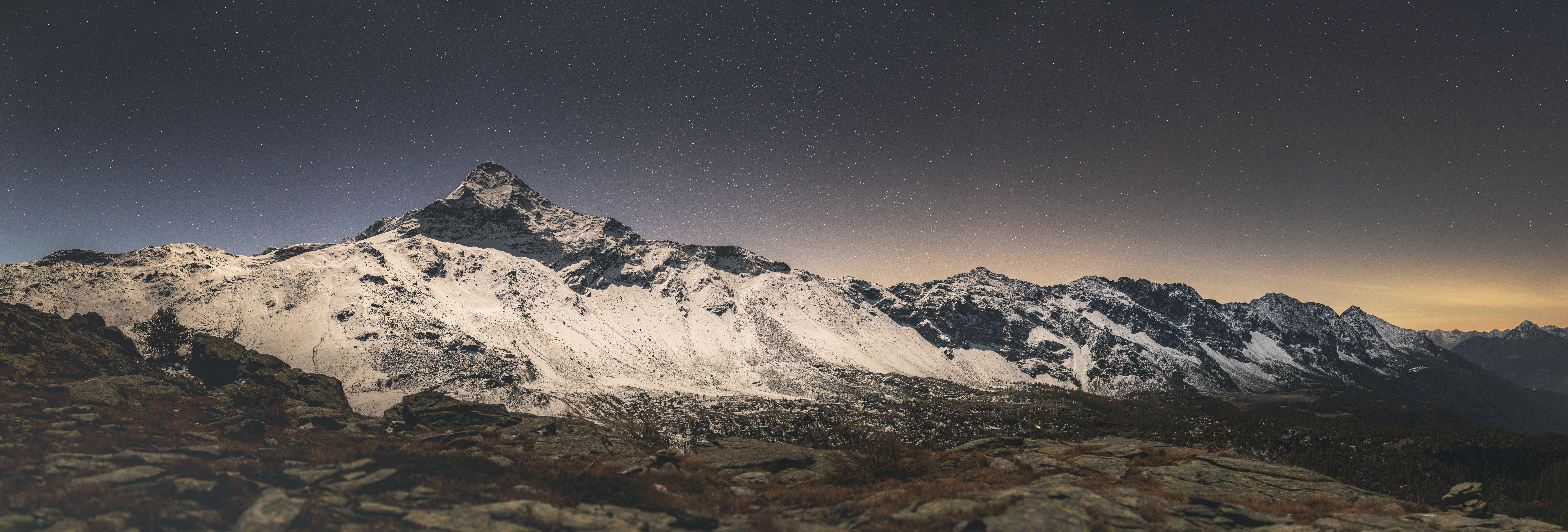 Mountain Alps During Night Photography Wallpapers