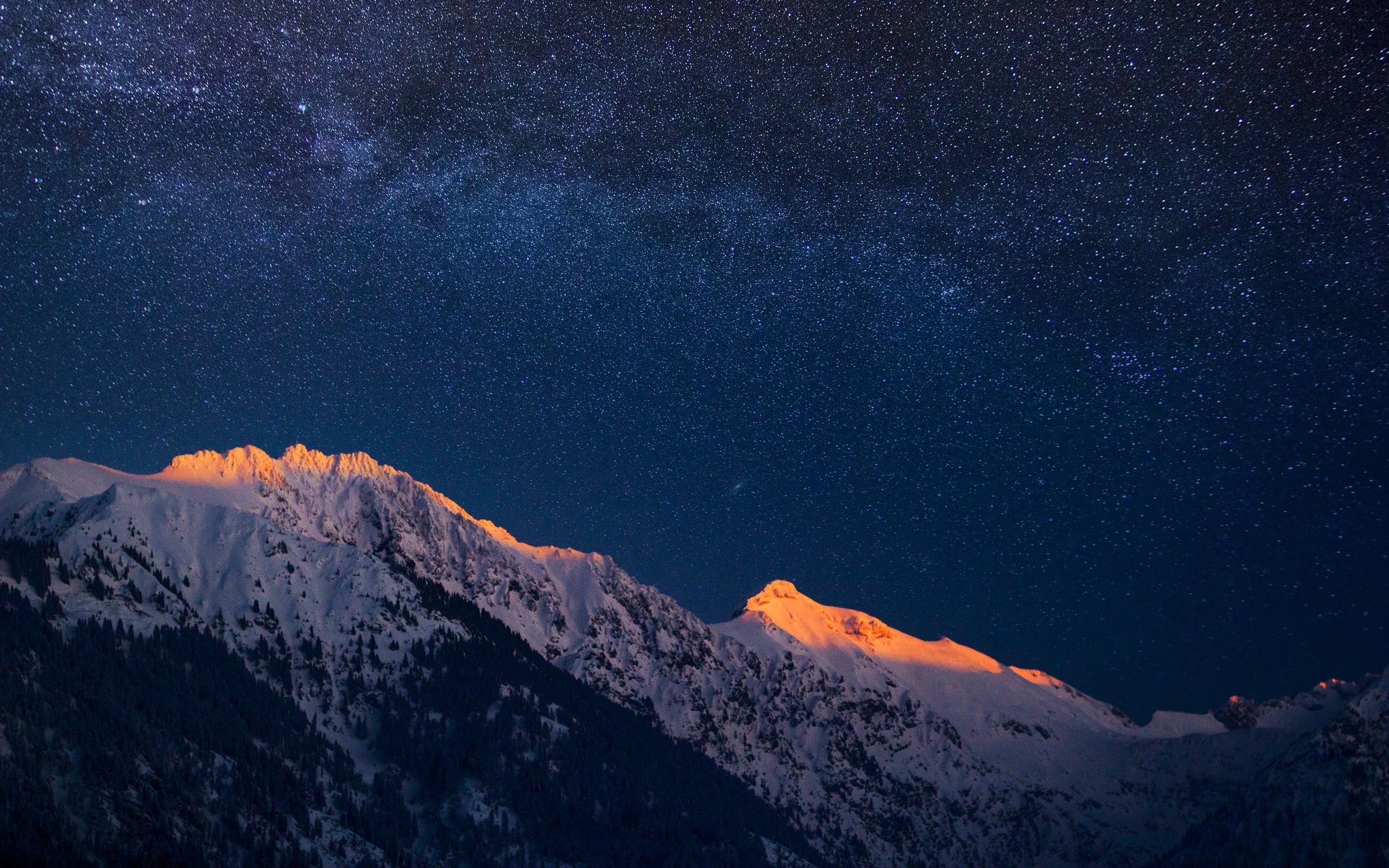 Mountain Alps During Night Photography Wallpapers