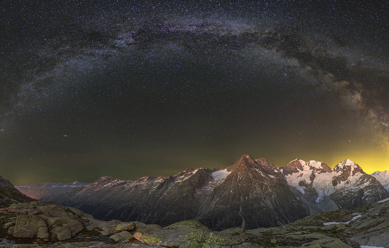 Mountain Alps During Night Photography Wallpapers