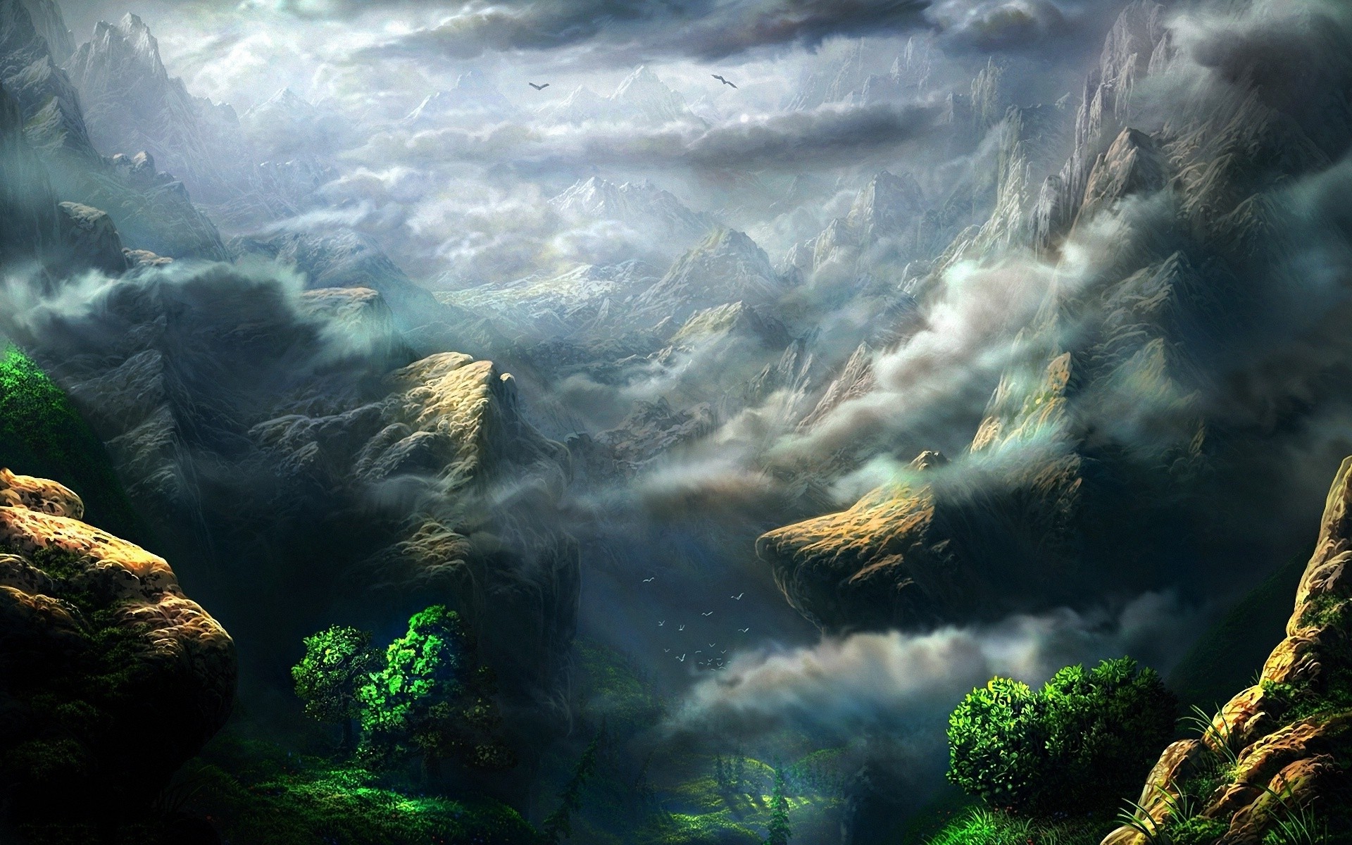 Mountain Inside Clouds Wallpapers