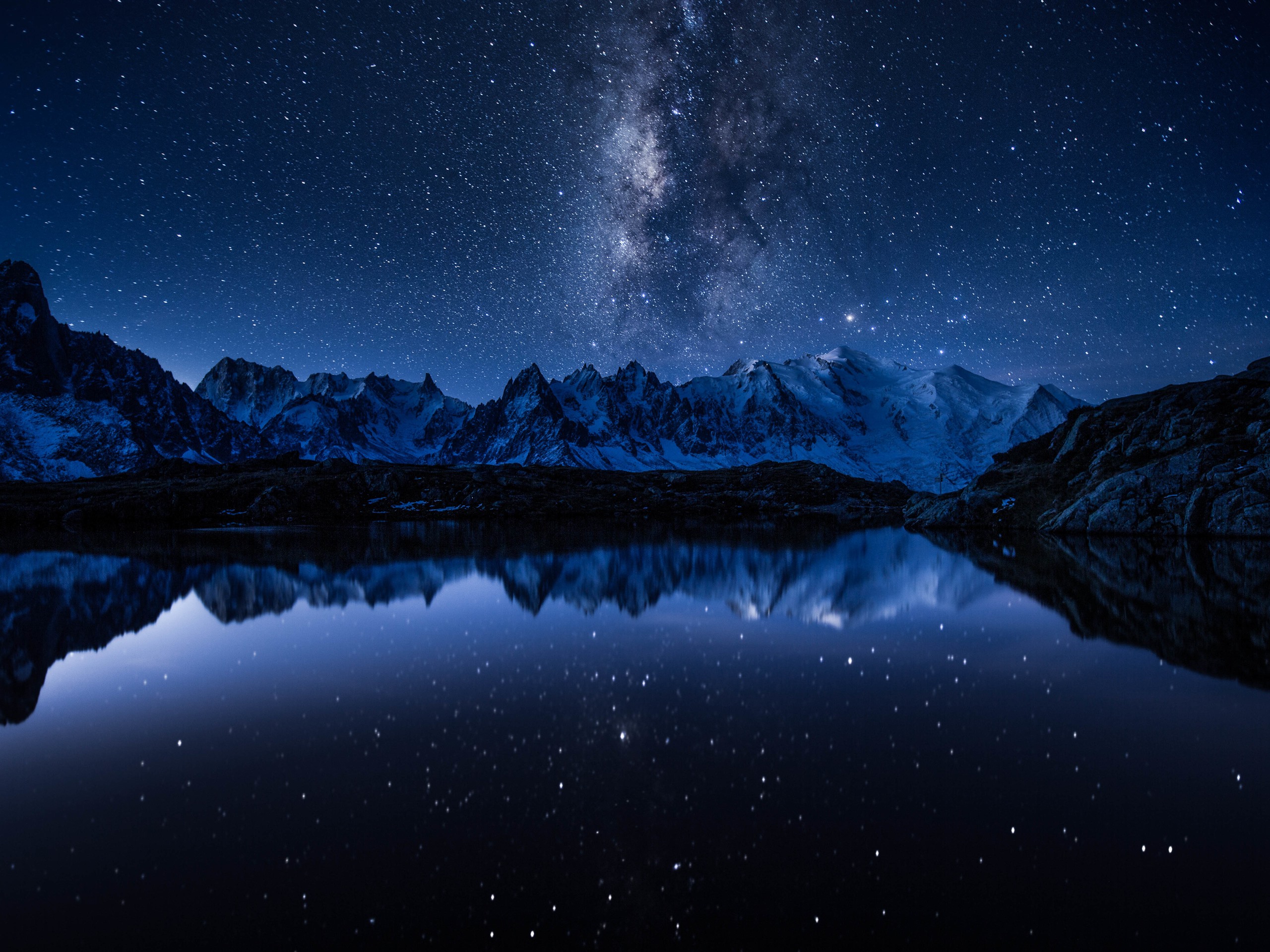 Mountain Lake Night Reflection Wallpapers